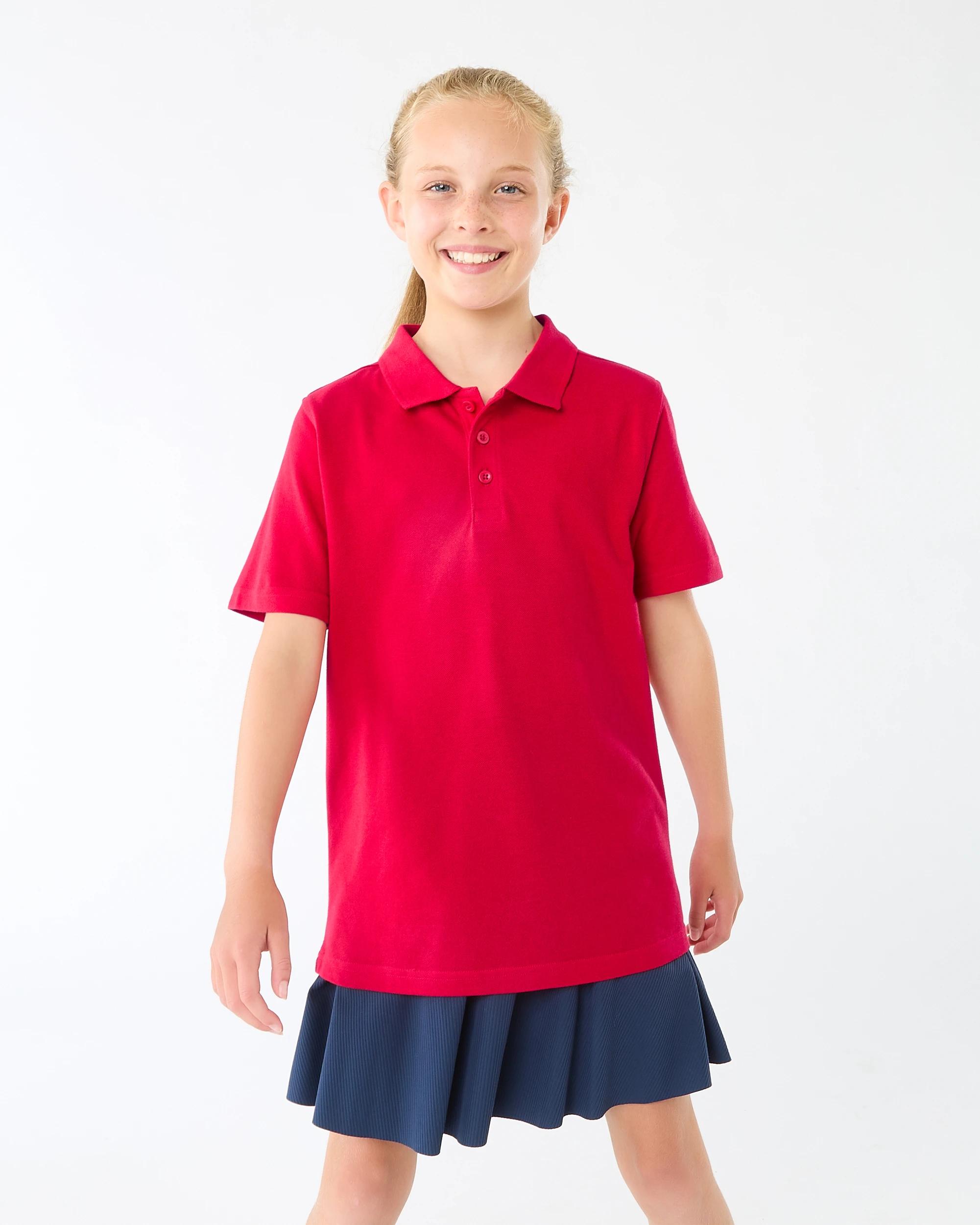 1 School Odour Shield Cotton Polo T-shirt Red, 1 of 7