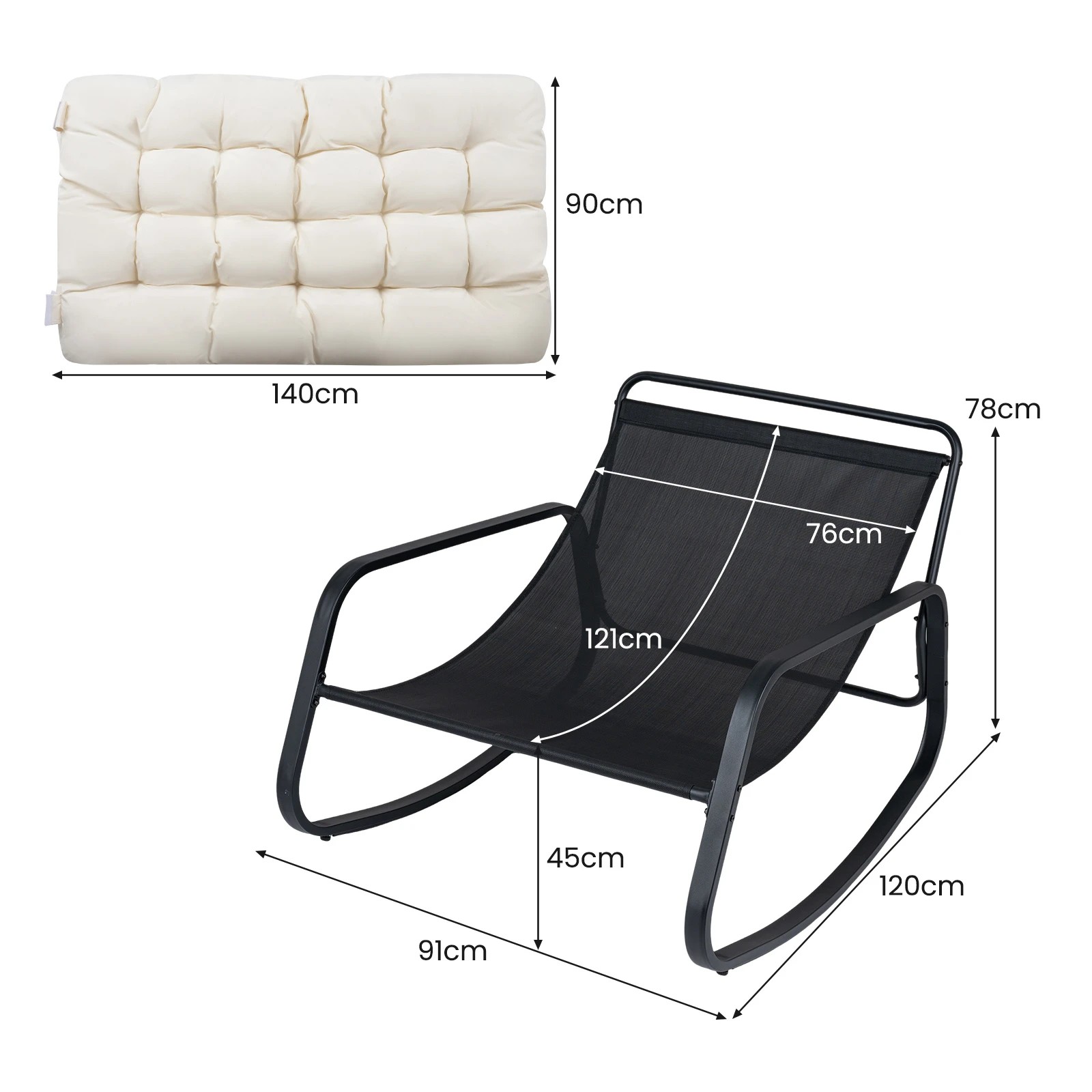 2 Costway Oversized Outdoor Rocking Chair 205 KG Heavy Duty Patio Rocker - Beige, 2 of 4