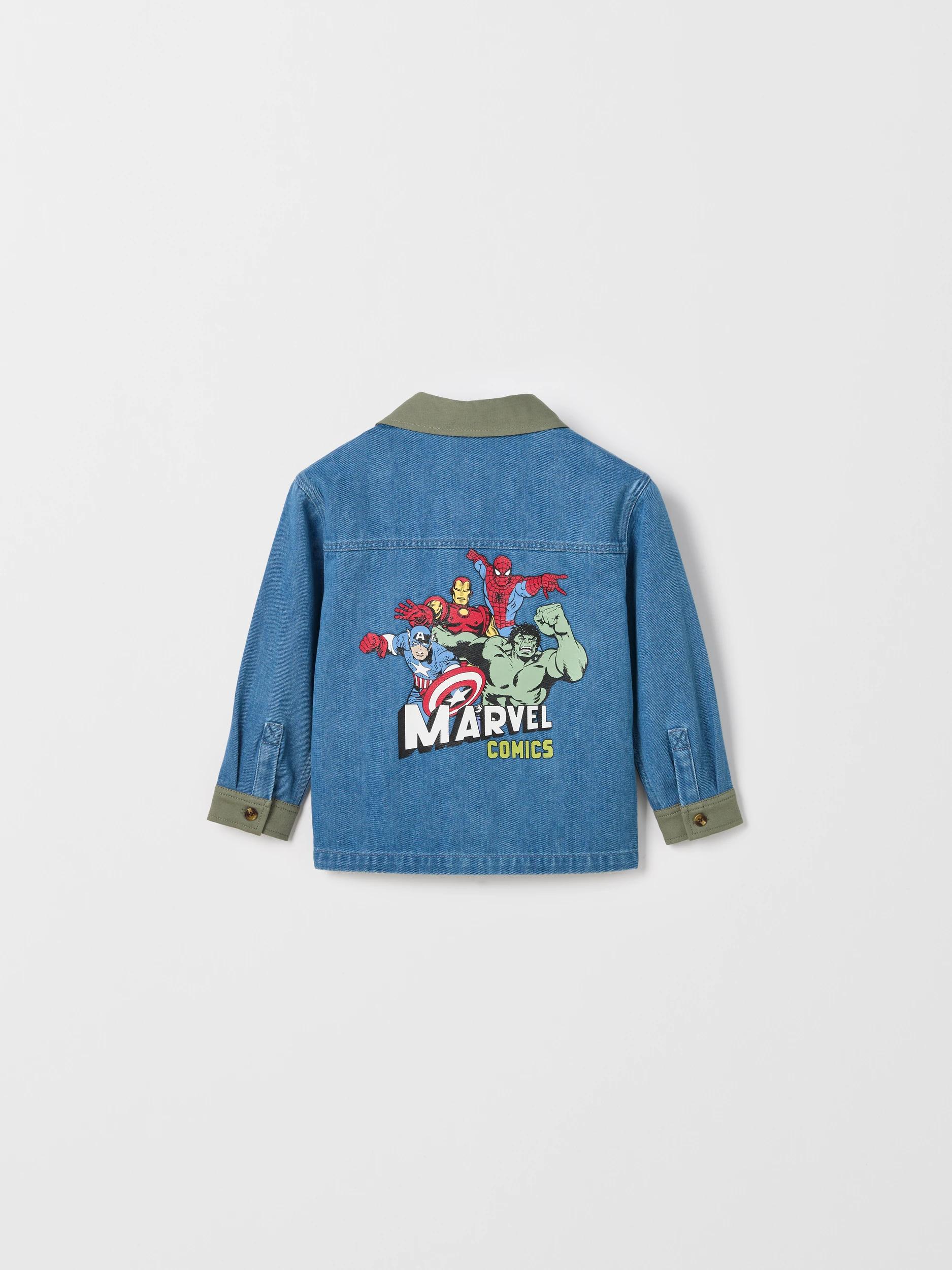 3 Disney Marvel Denim Long Sleeve Shacket LIGHT WASH, 3 of 3