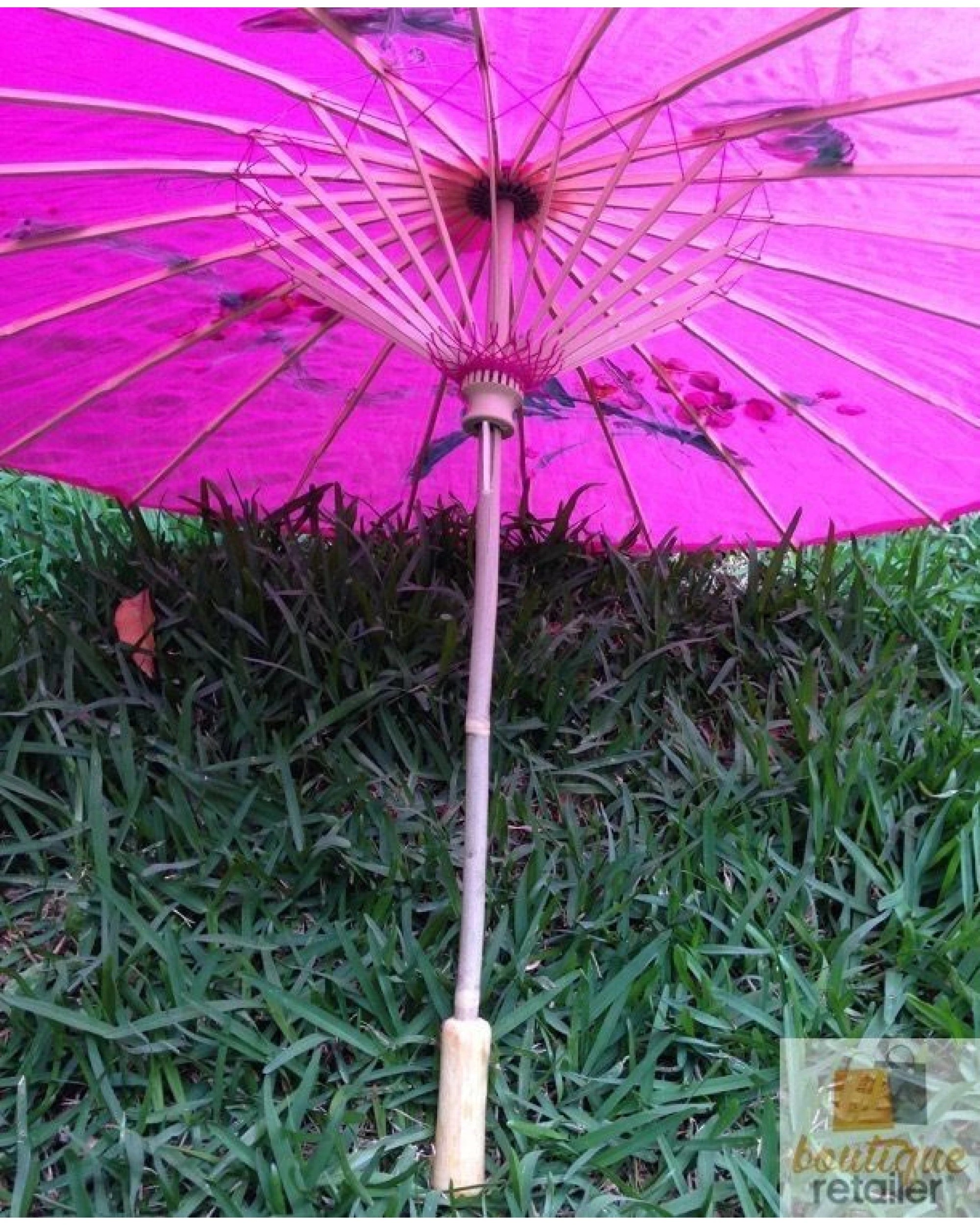 2 BR Costumes Bamboo Parasol Umbrella Japanese Flower Pattern - Pink, 2 of 3