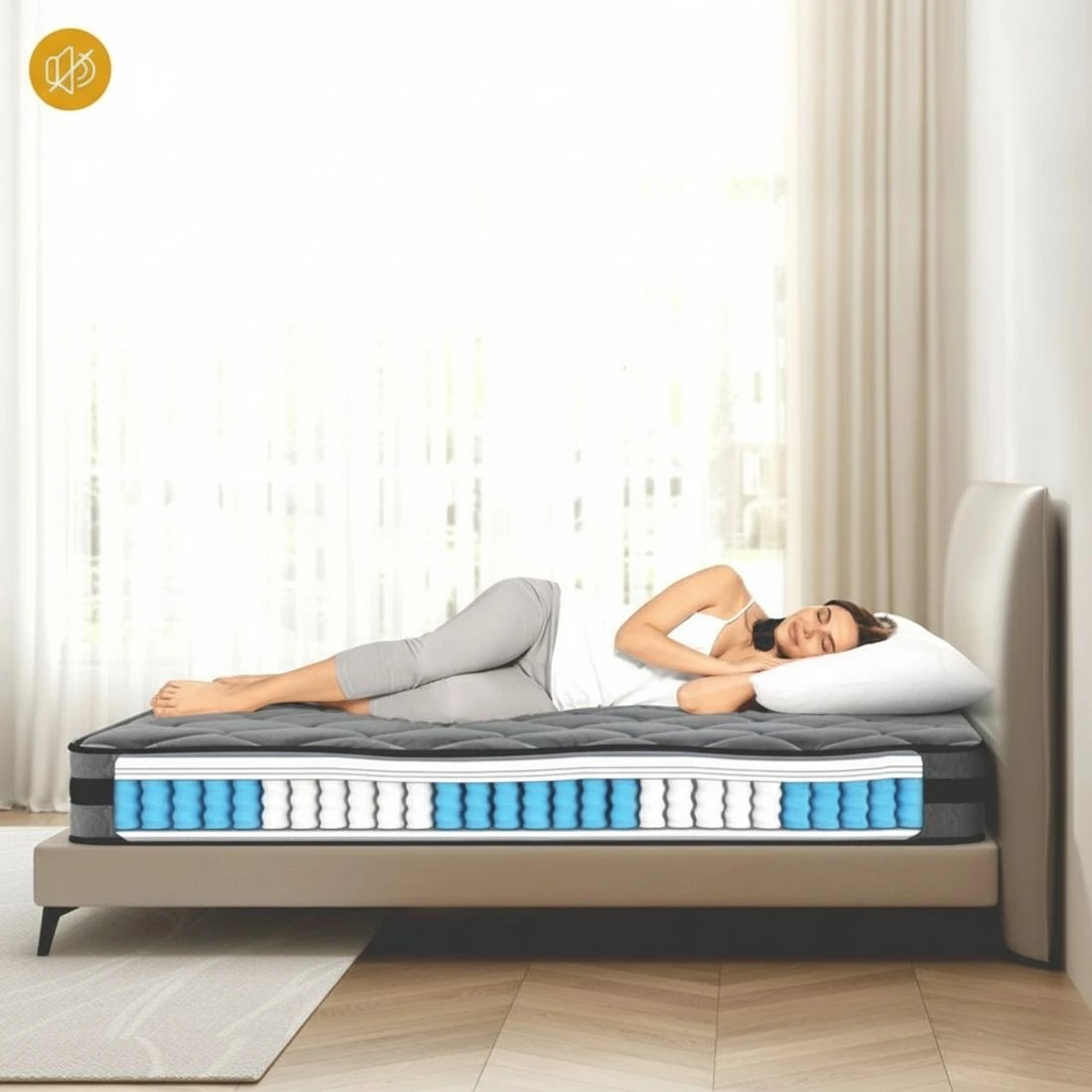 6 Giselle Bedding 22cm Mattress Medium Firm Queen  Queen Bed - Queen Bed - Grey, 6 of 7