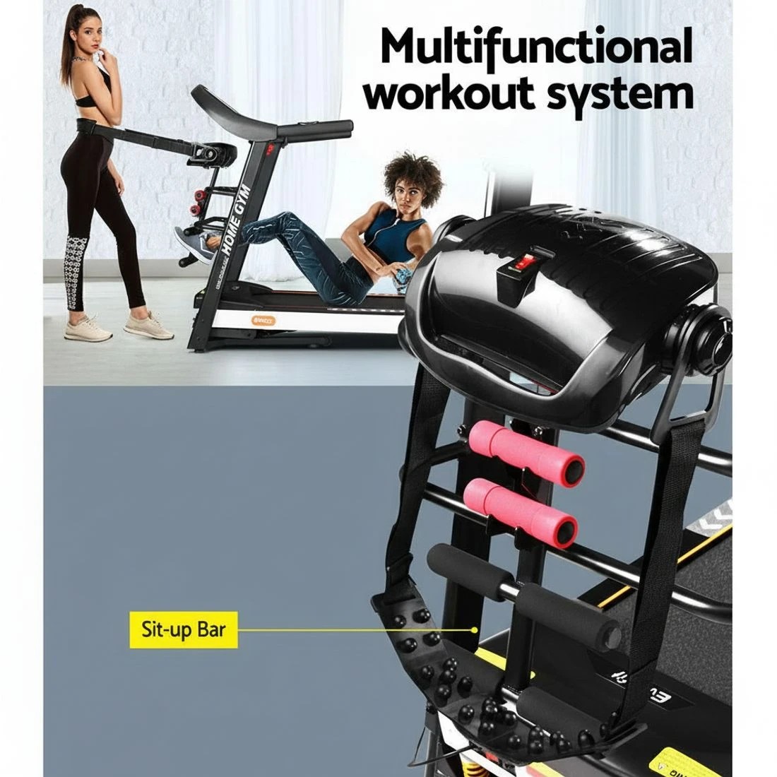 4 Everfit Treadmill Electric Home Gym Fitness Exercise Machine w/ Massager - Black, 4 of 7