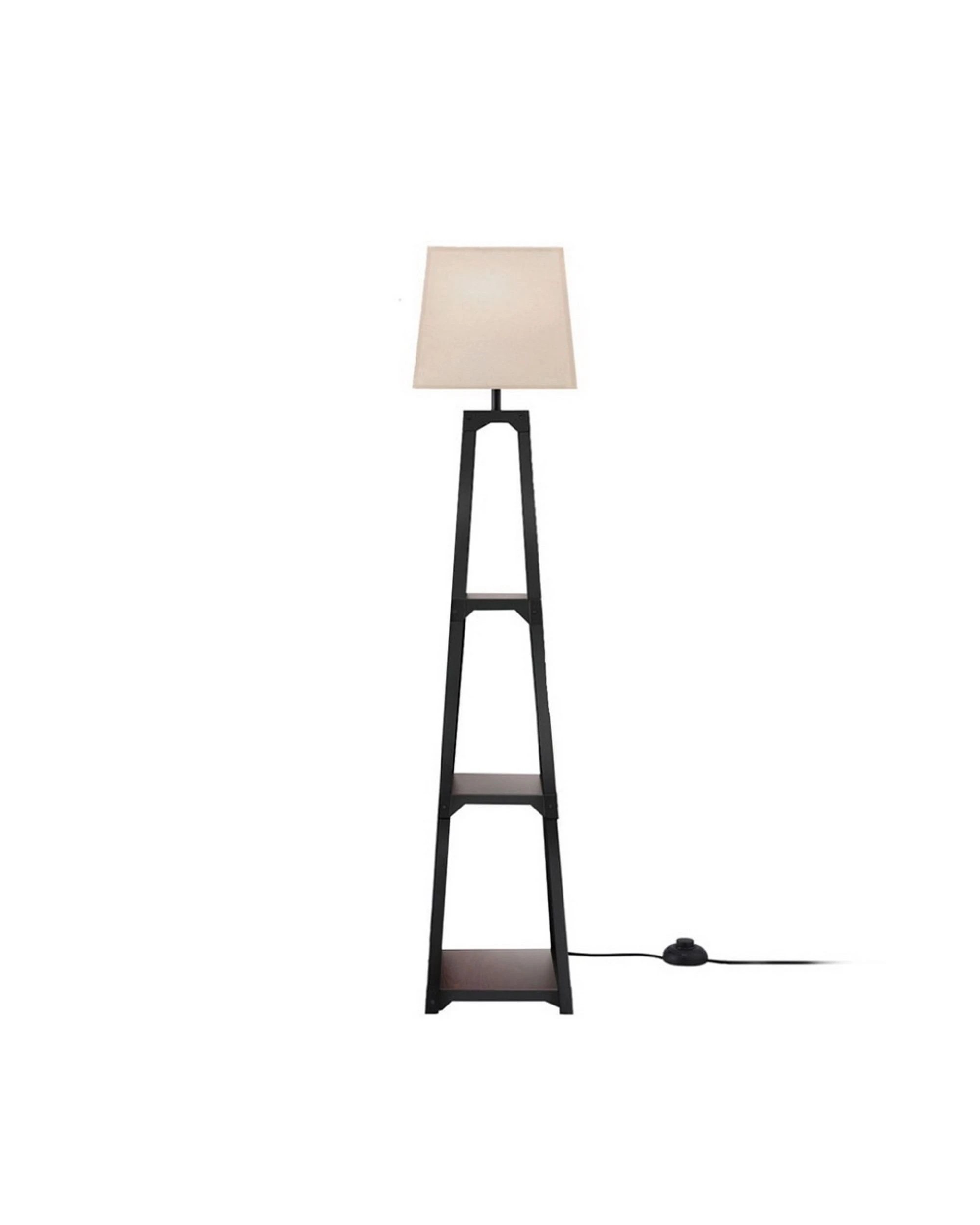 2 Artiss Floor Lamp 3 Tier Shelf Storage LED Light Stand Home Room Vintage - Black, 2 of 7