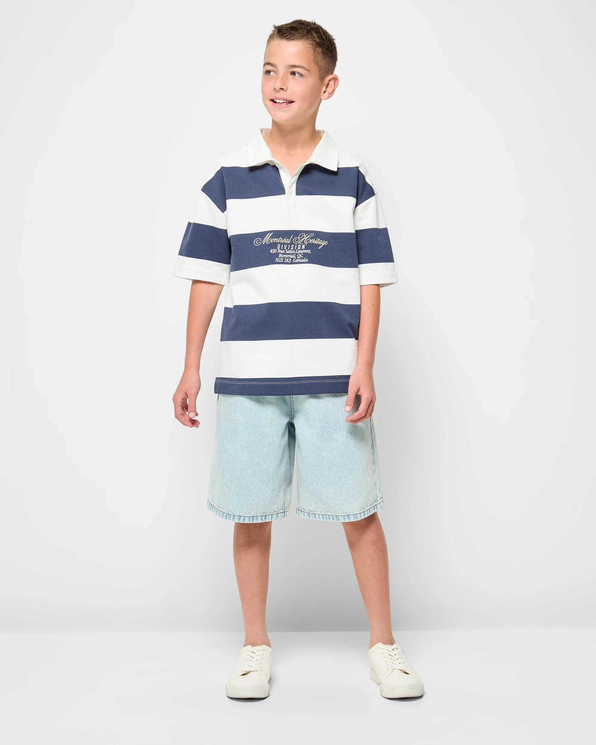 2 Target Short Sleeve Rugby Top CREAM/NAVY STRIPE, 2 of 5