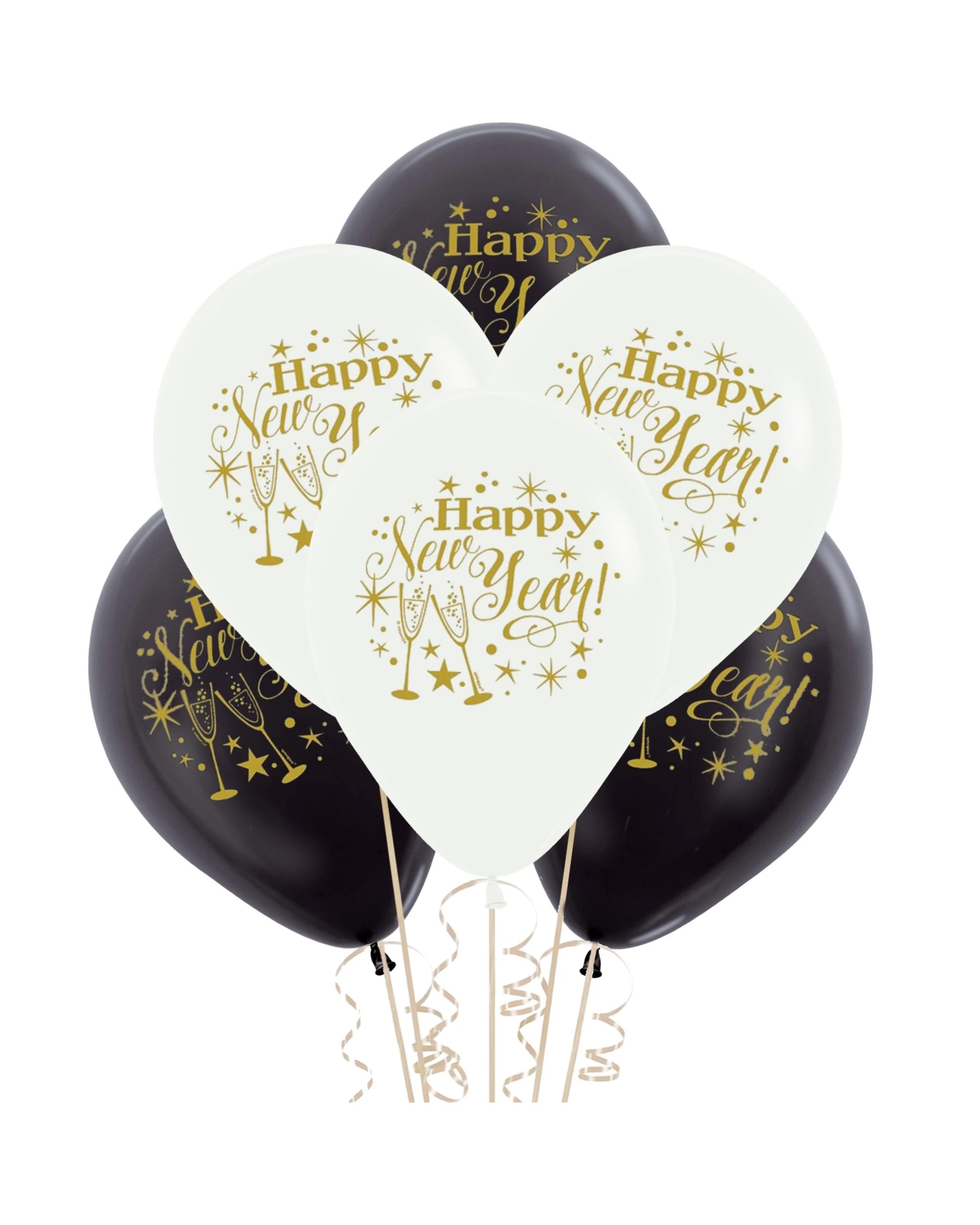 1 Meteor Glittering New Year Happy New Year Balloons Pack of 8 - Multi, 1 of 3