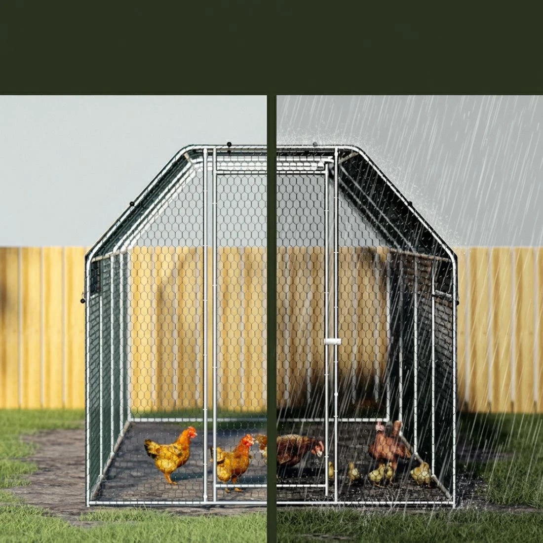5 i.Pet Chicken Coop Cage Run Rabbit Hutch Large Walk In Hen House Cover 2mx8mx2m, 5 of 6