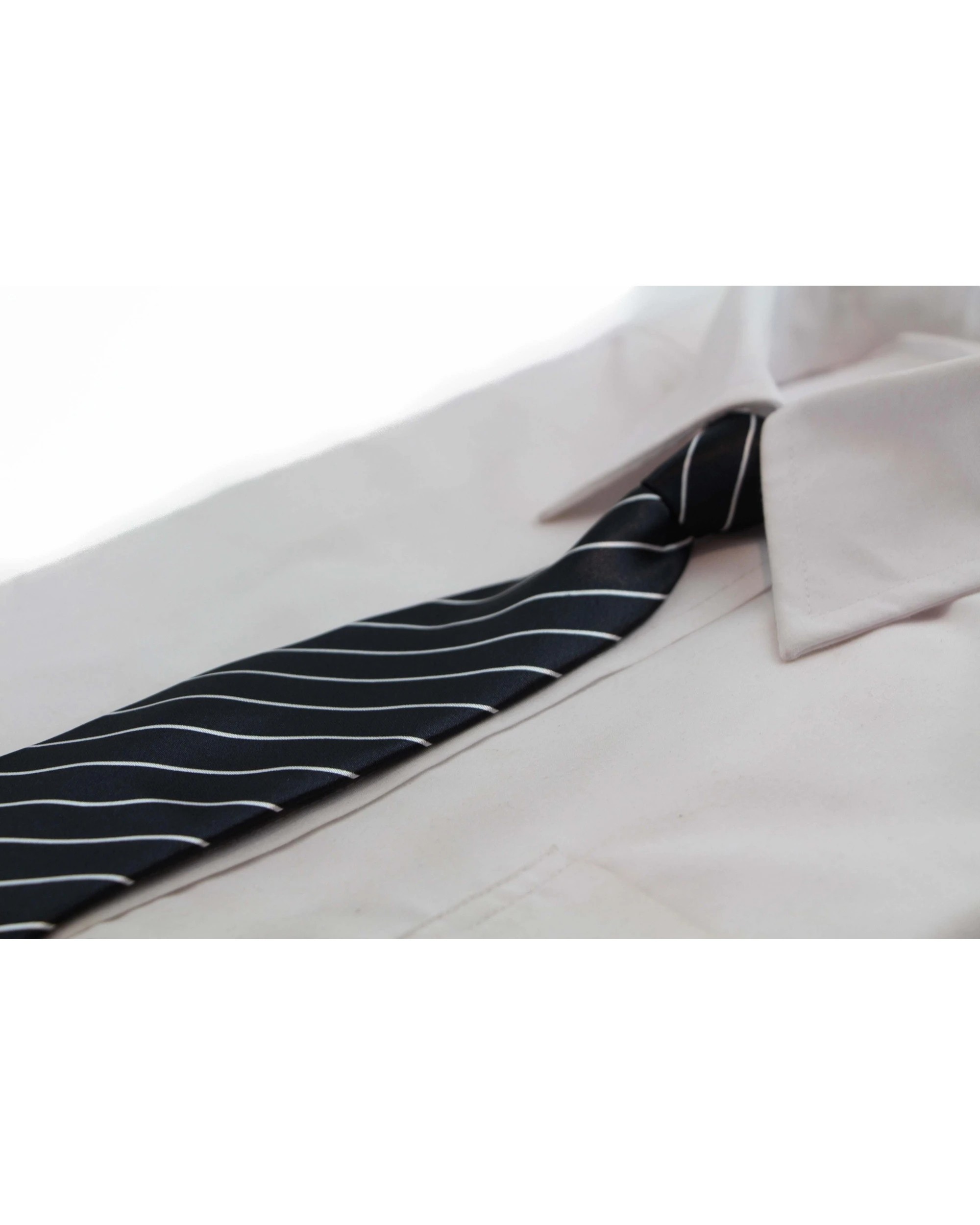 1 Zasel Kids Boys Black & White Patterned Elastic Neck Tie - Thick Black Diagonal Stripe - Multi, 1 of 3