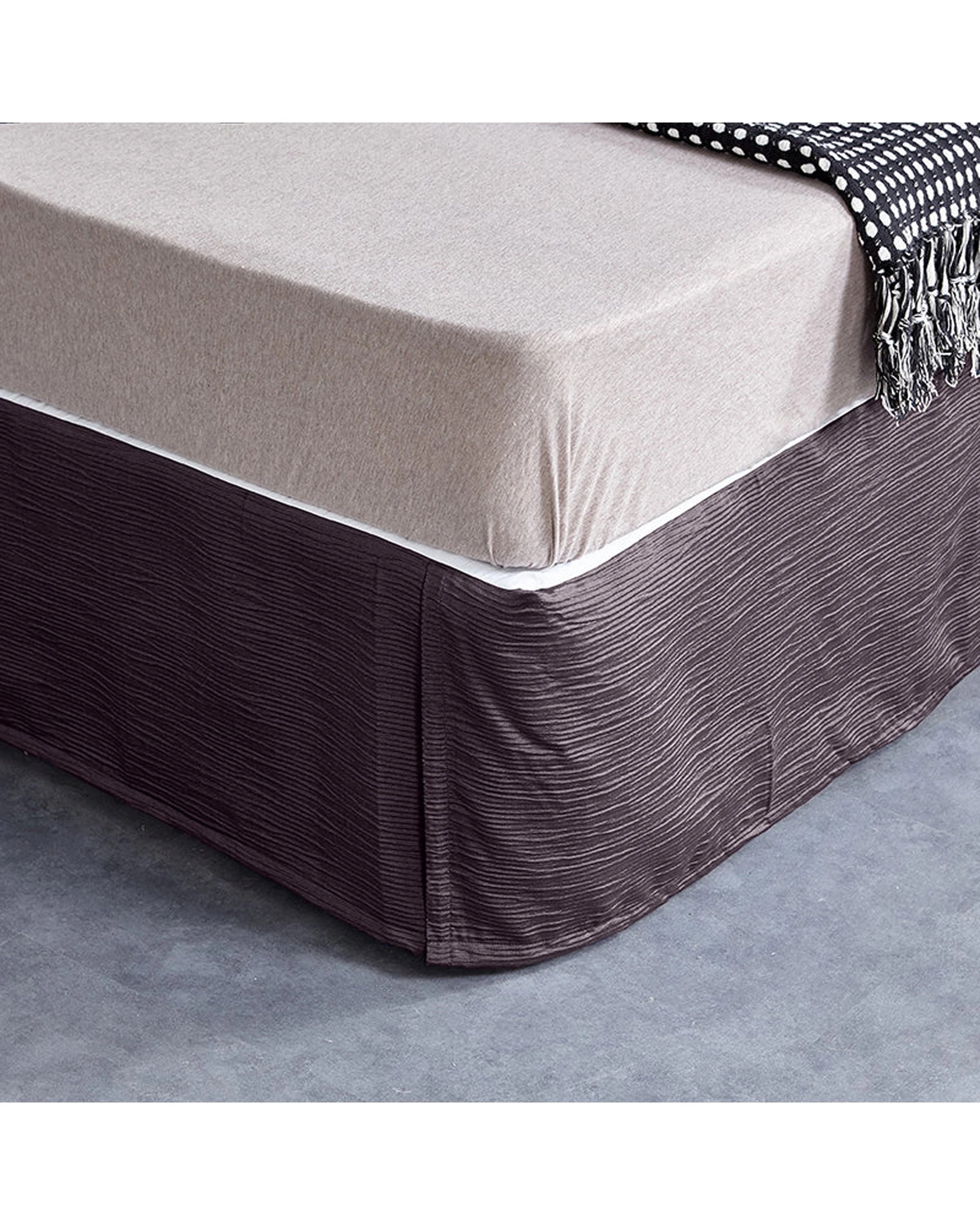 1 Cotton More Bed Skirt Valance Corrugated Seersucker Pattern - King Bed - Purple, 1 of 5