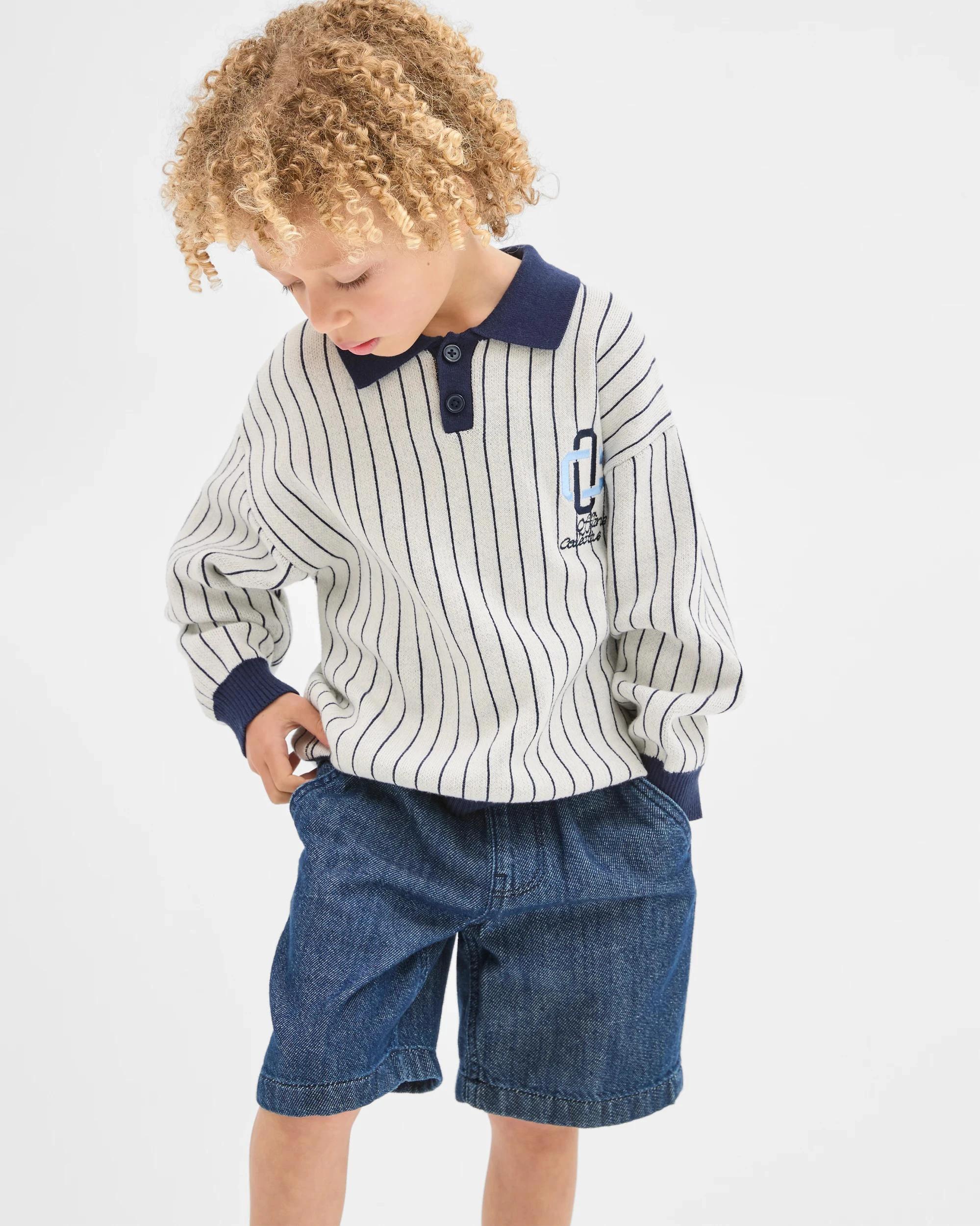 4 Target Kids Australian Cotton Lightweight Long Sleeve Knit Polo Top WHITE, 4 of 7
