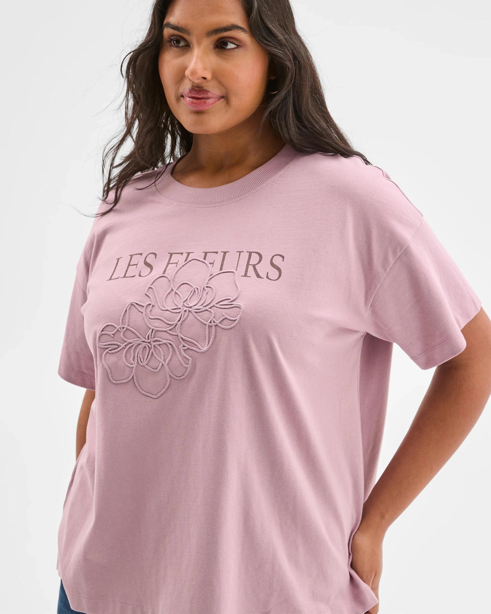 3 Target Plus Size Australian Cotton Graphic Split Hem T-Shirt ELDERBERRY, 3 of 5