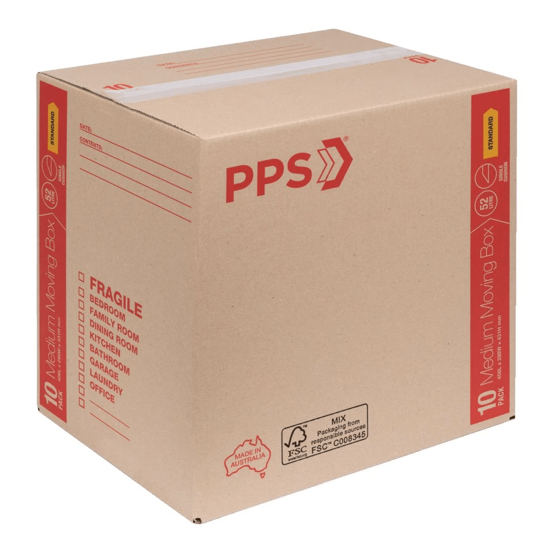2 PPS Moving Boxes Medium 406 x 298 x 431mm 10 Pack, 2 of 4