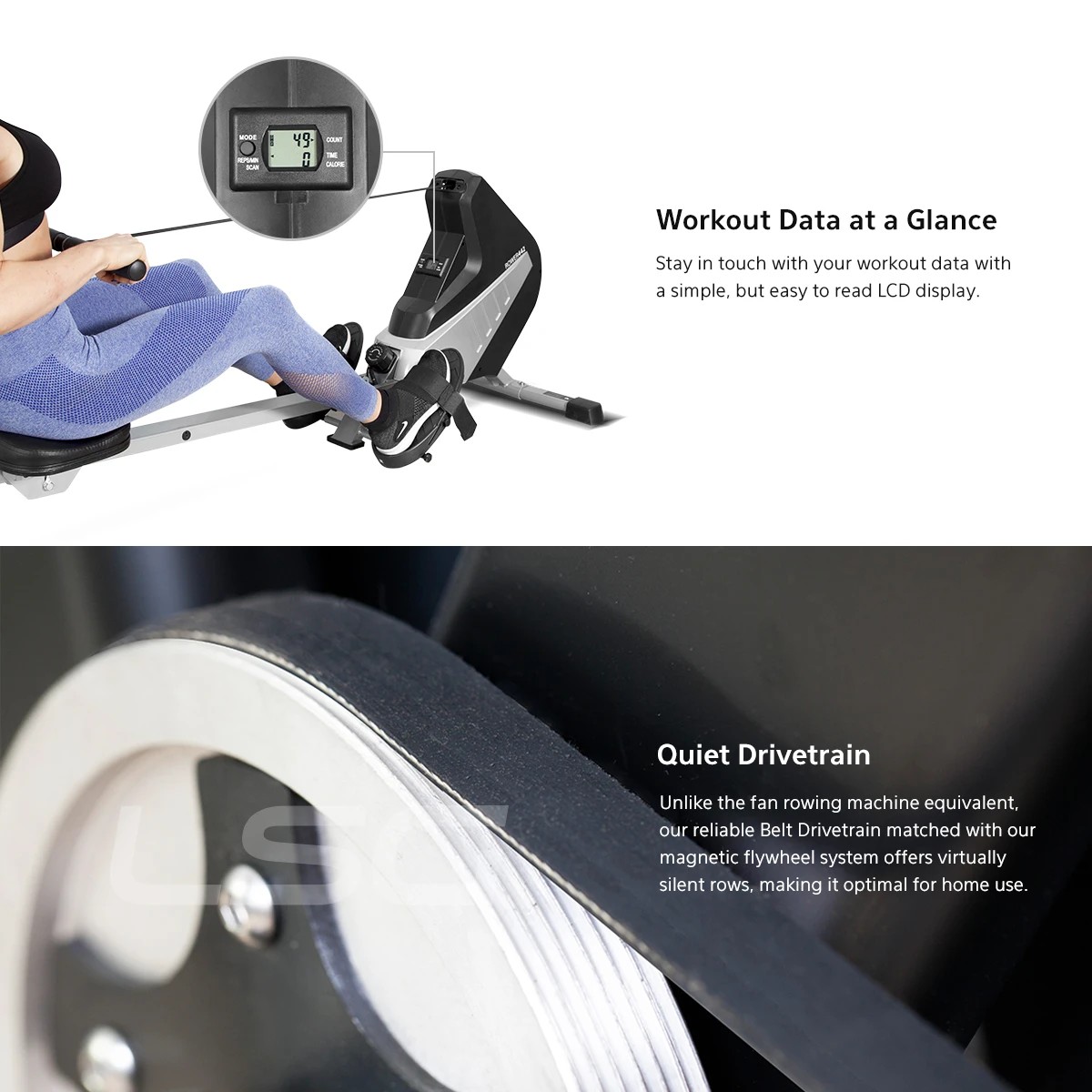 5 LSG Fitness ROWER-442 Magnetic Rowing Machine - Black, 5 of 10