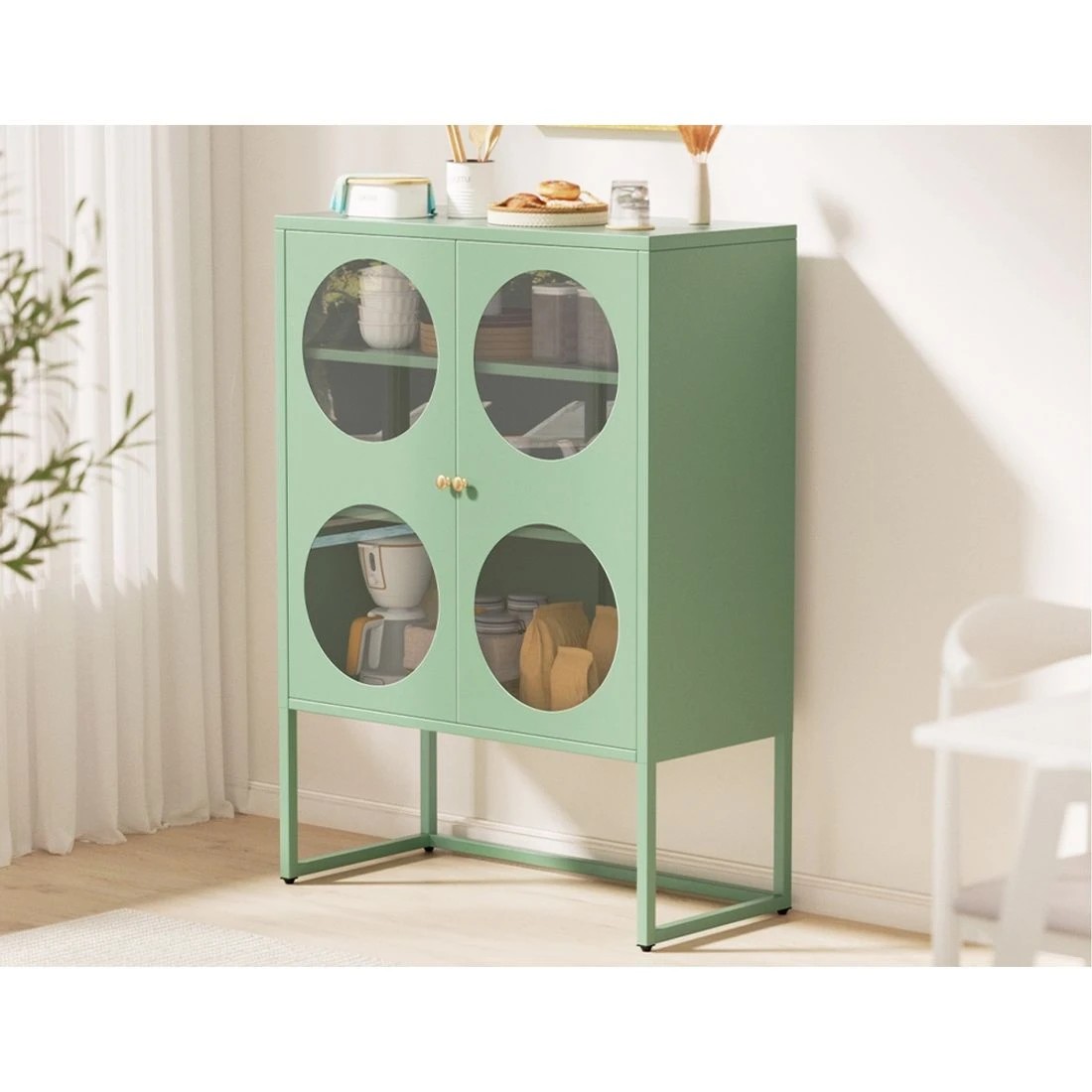 6 Artiss Buffet Sideboard Metal Cabinet - Green, 6 of 8
