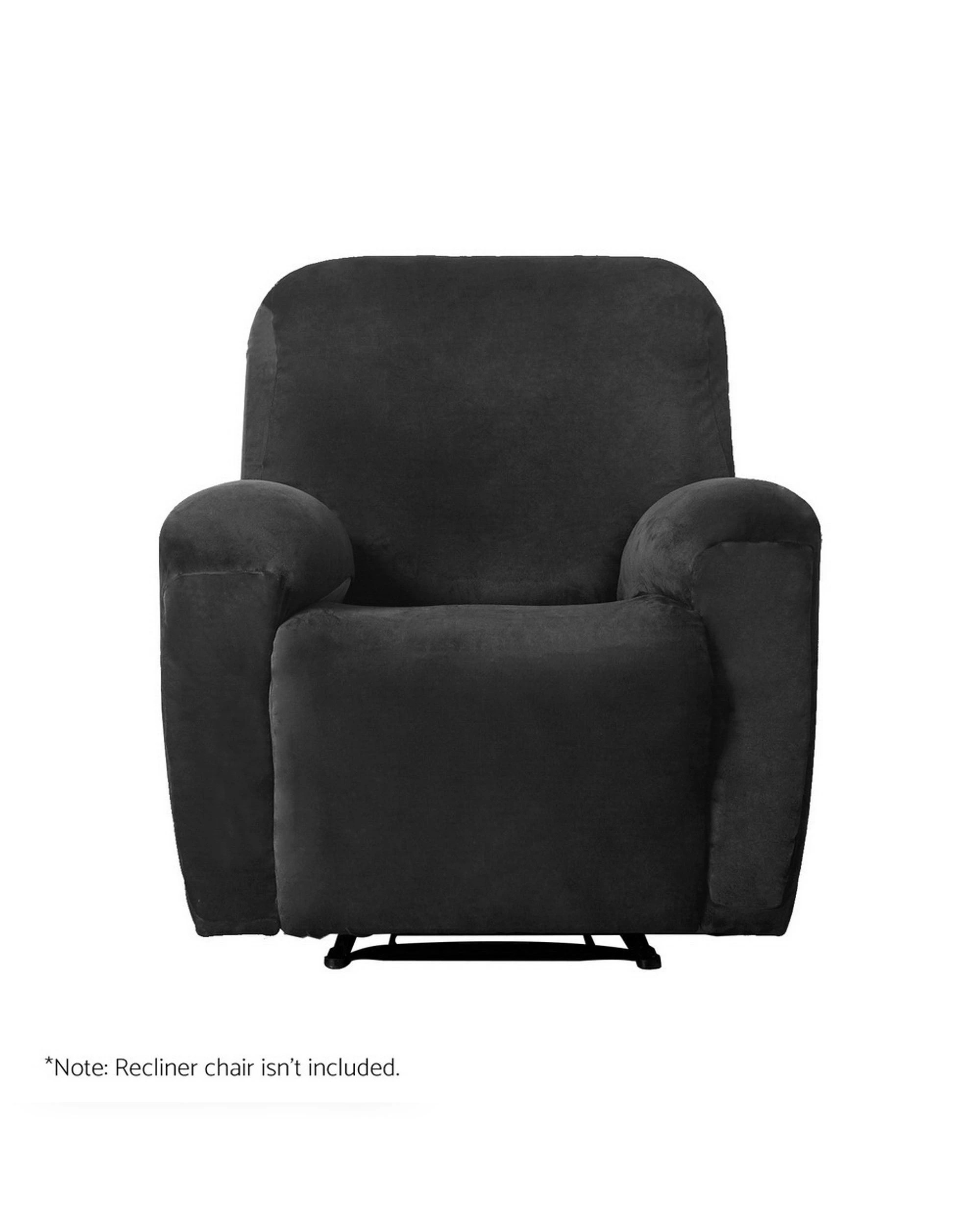 3 Artiss Recliner Chair Covers 1 Seater Velvet - Black, 3 of 6