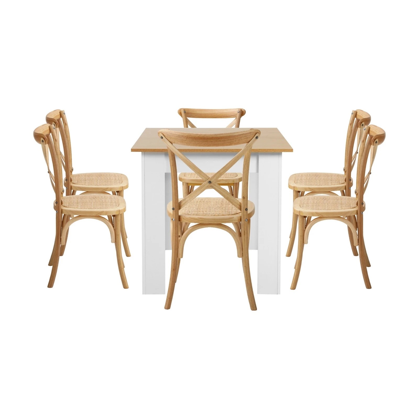 8 Oikiture 160cm Extendable Dining Table With 6pcs Dining Chairs Crossback Wooden
 - Multi, 8 of 10