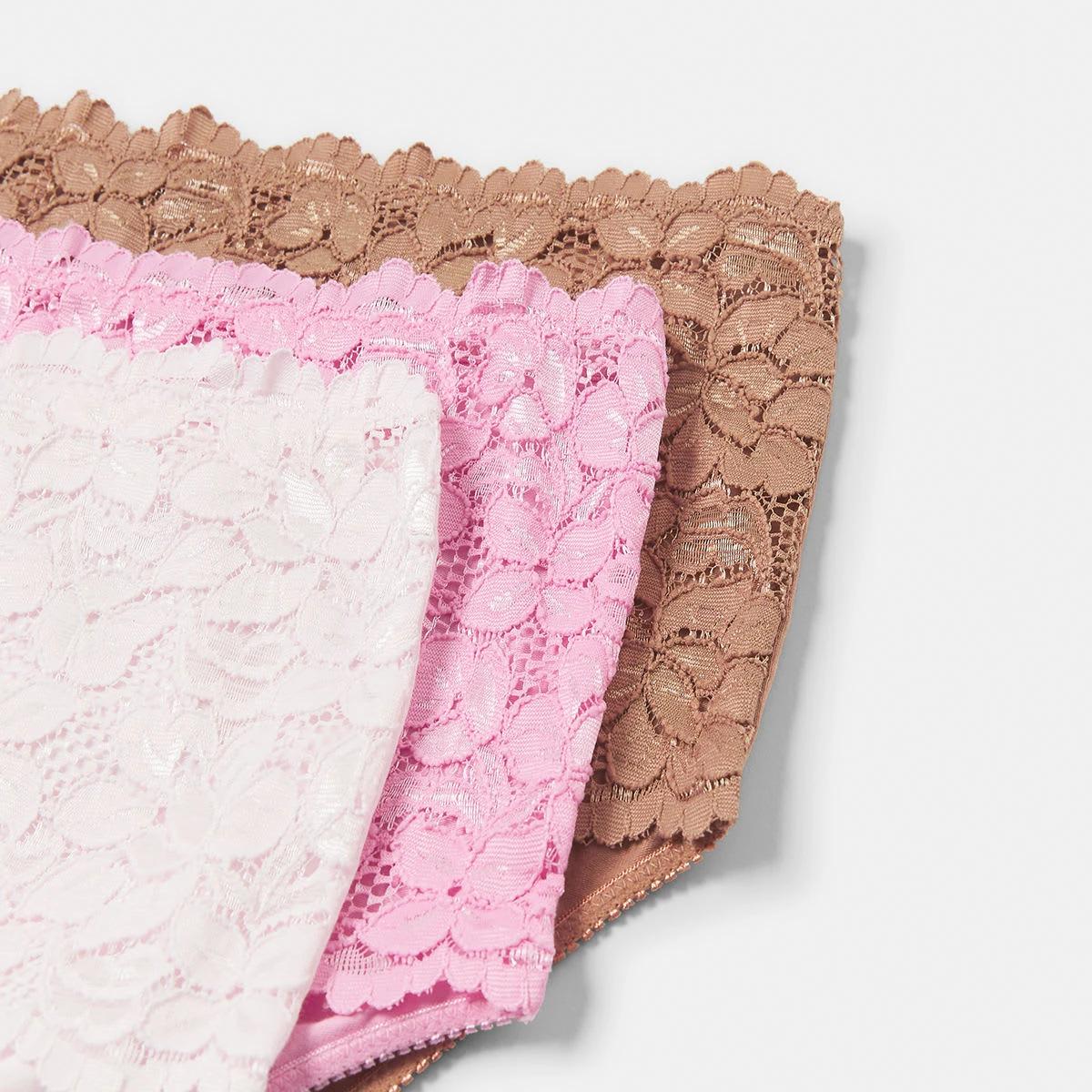 2 3 Pack Lace Front Full Briefs LILLY PINK, FAIRY FLOSS, SOFT CLAY, 2 of 9