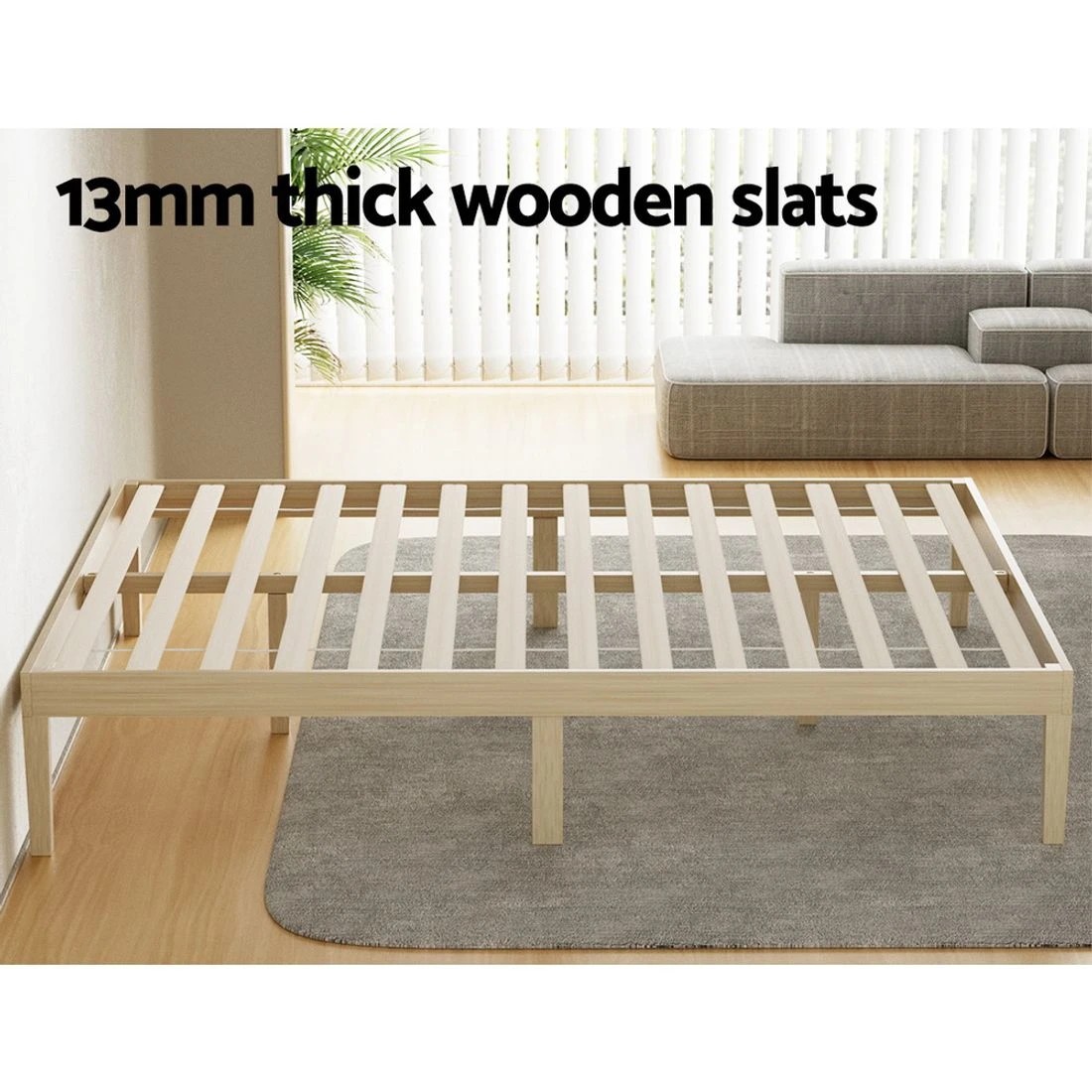 5 Artiss Bed Frame Double Size Wooden Bed Base BRUNO - Natural, 5 of 7