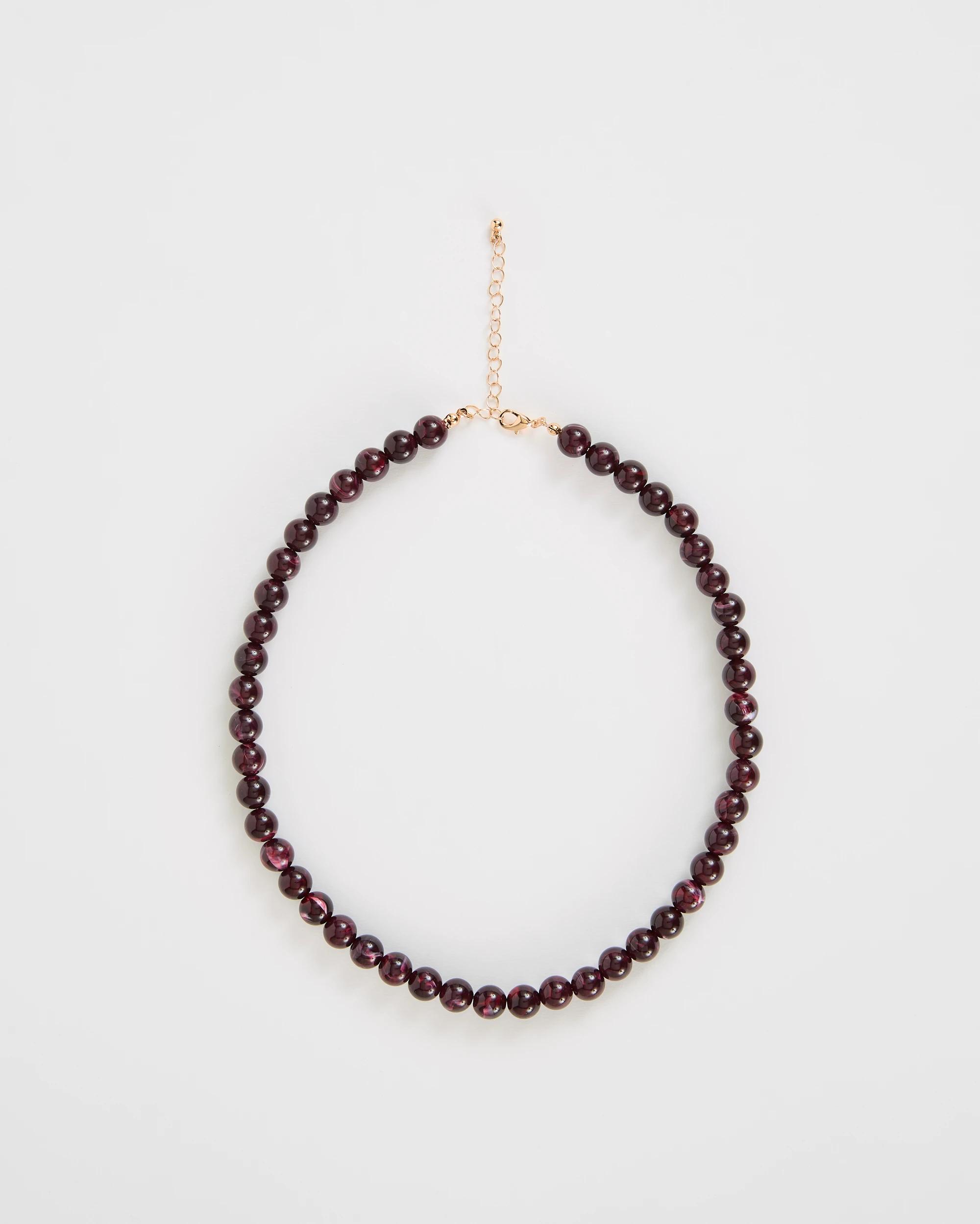 1 Target Woman Small Marbled Beaded Necklace BORDEAUX, 1 of 1