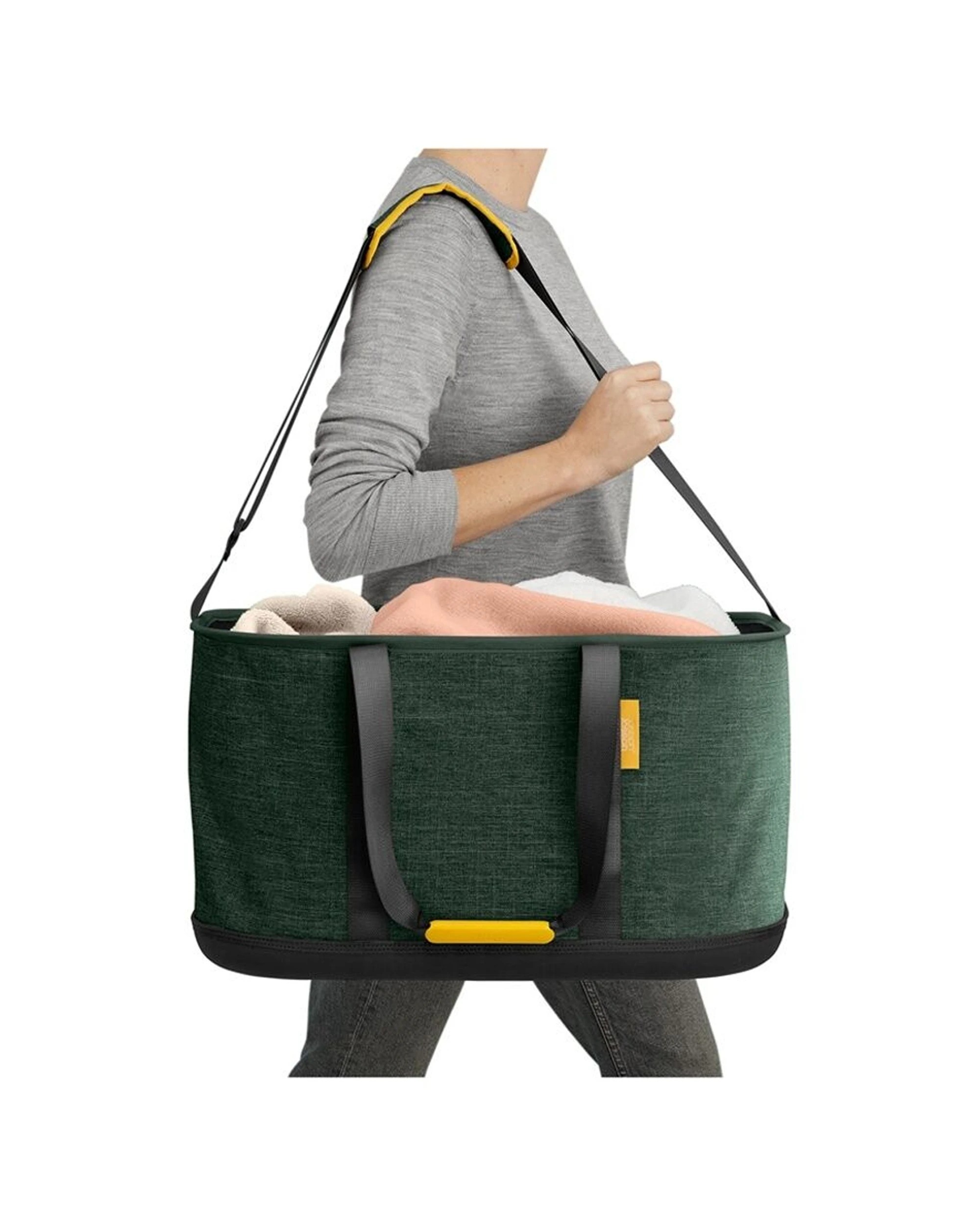 2 Joseph Joseph Hold-All Outdoor Laundry Basket 45L Waterproof Base Handles - Green, 2 of 7