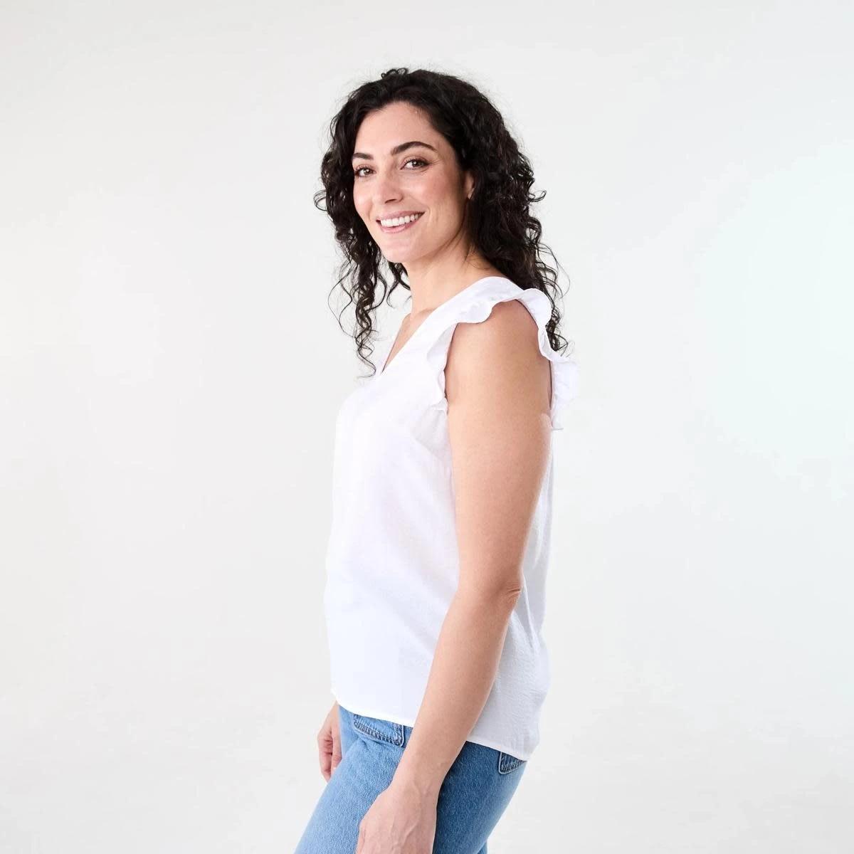 2 Sleeveless Frill Top WHITE, 2 of 6