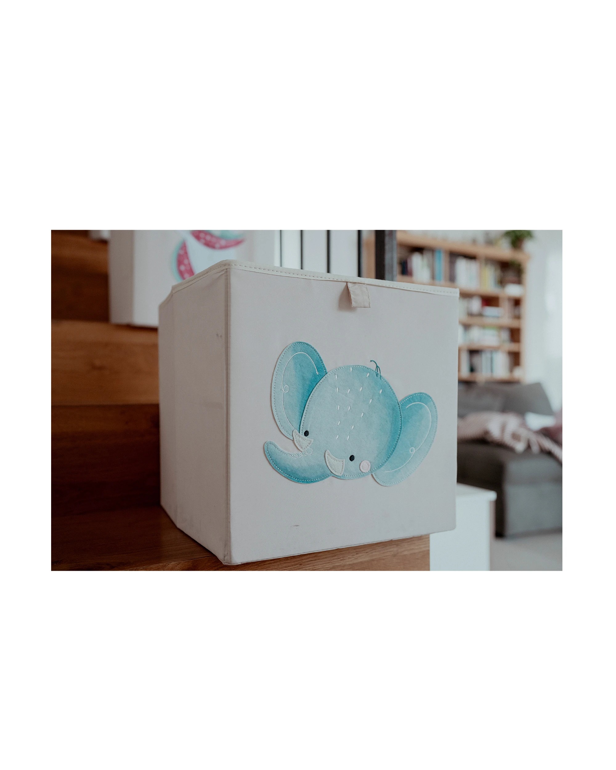 2 Sassi Storage Square Box Chewy The Elephant Foldable For Shelves 33 x 33 x 33 cm - Blue, 2 of 4