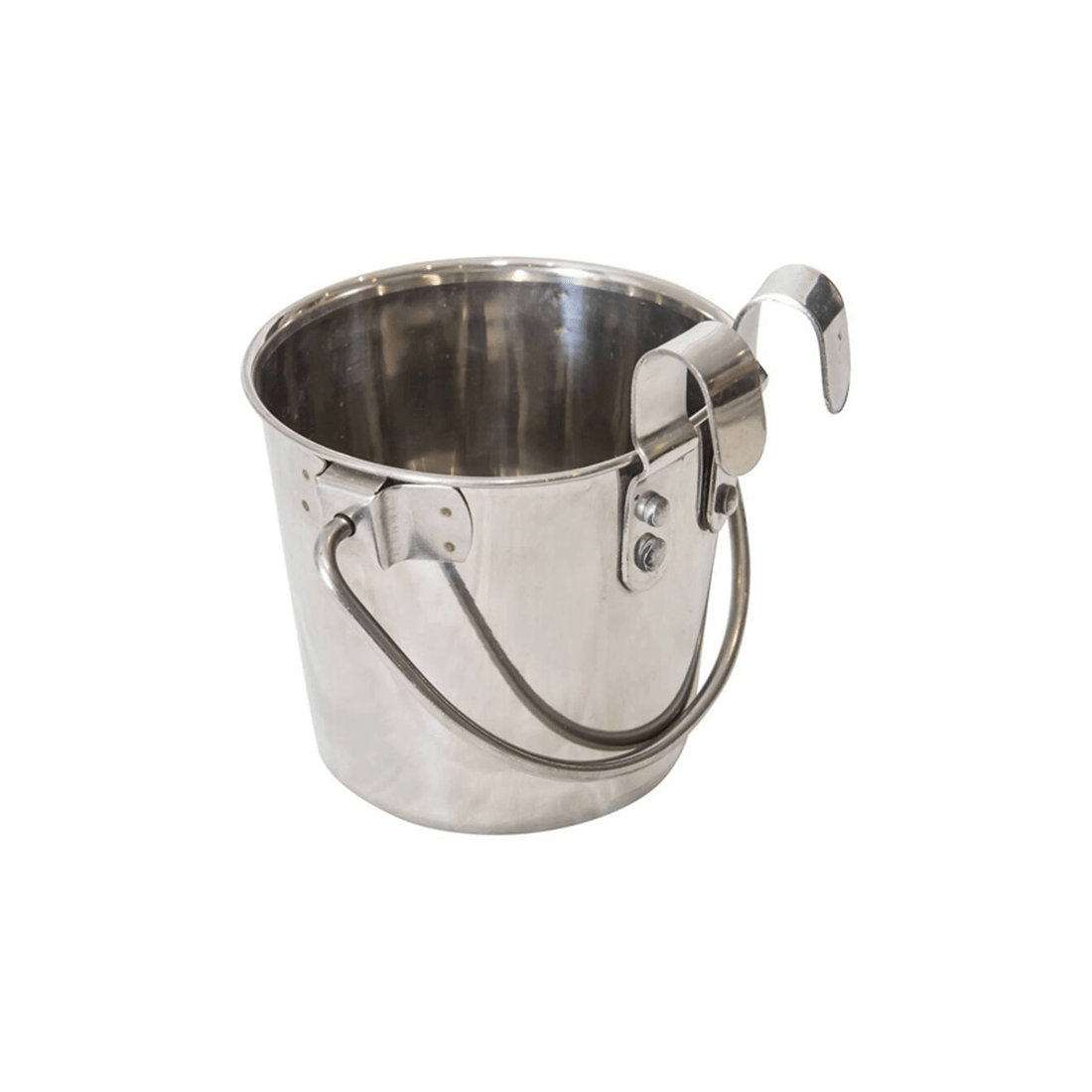 1 Superior Pet Essentials Durable Flat Sided Bucket With Riveted Hooks 1.9l
 - Silver, 1 of 3