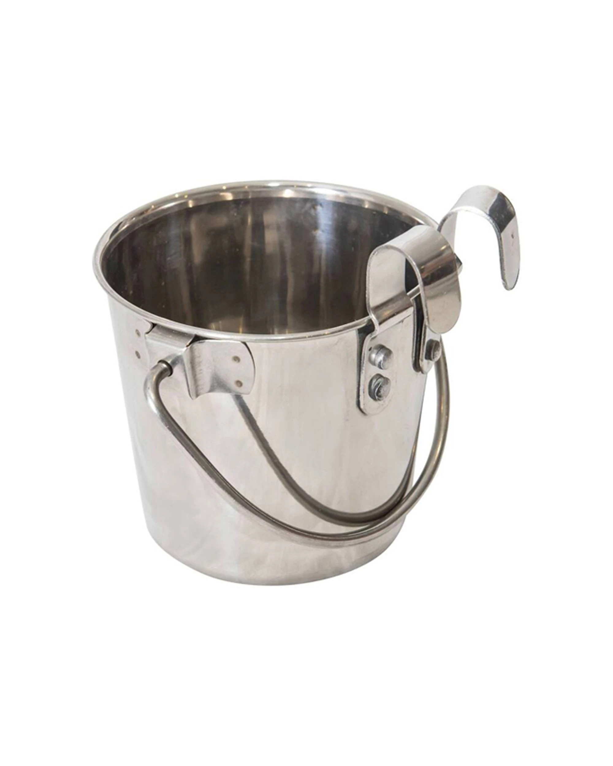 1 Superior Pet Essentials Durable Flat Sided Bucket With Riveted Hooks 1.9l
 - Silver, 1 of 3