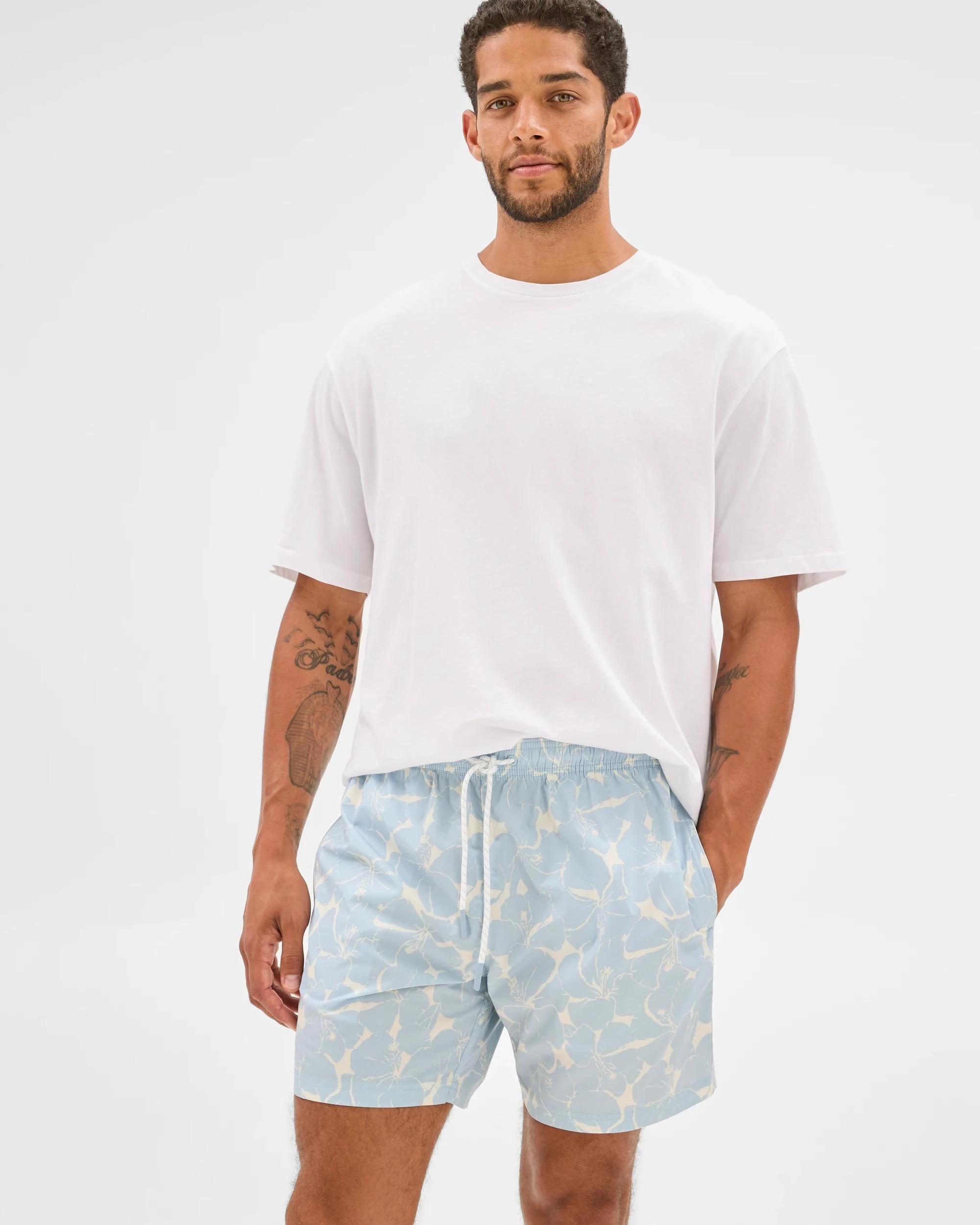 4 Target Floral Print Volley Shorts BLUE, 4 of 6