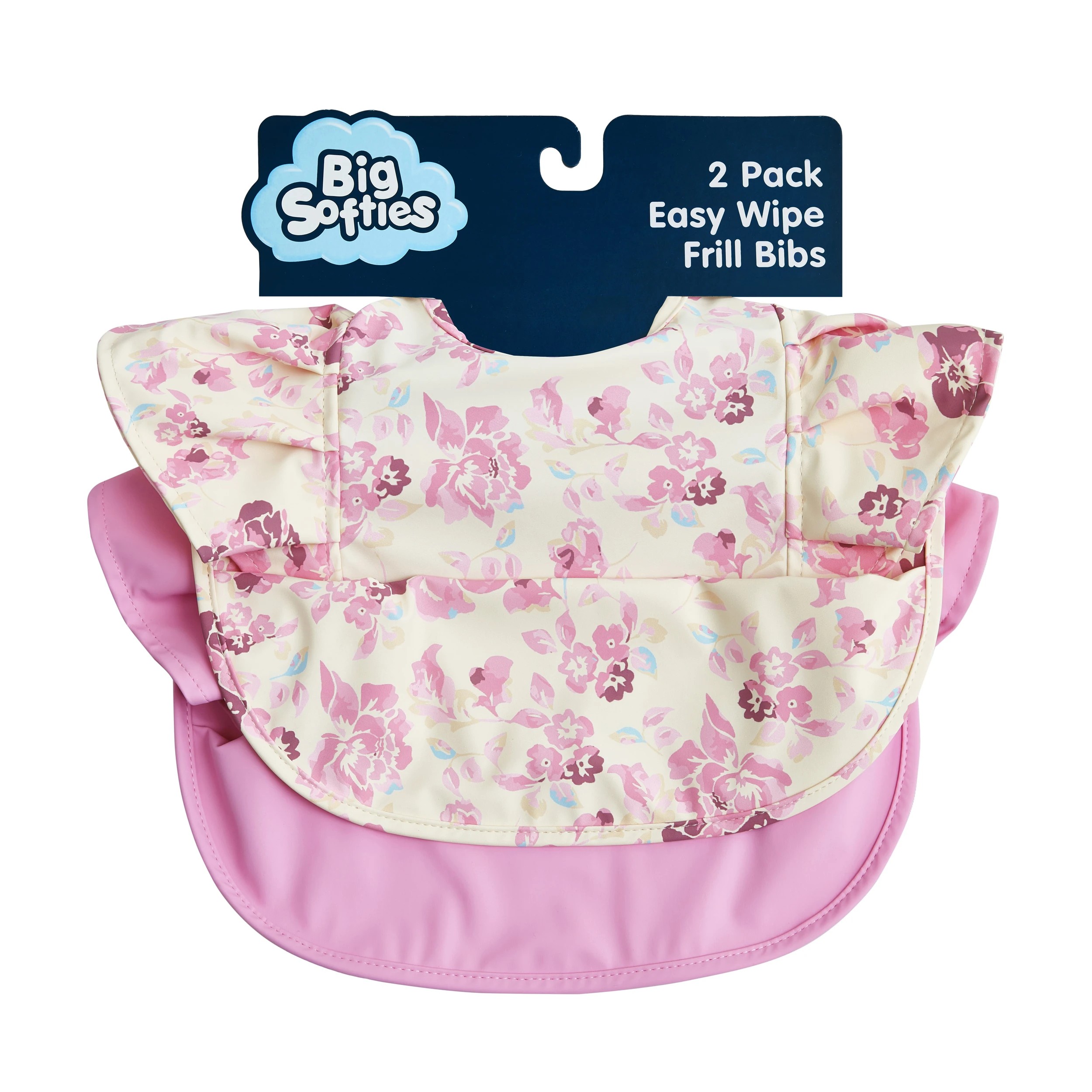1 Big Softies 2pk Frill Bibs Wipe free - Pink, 1 of 5