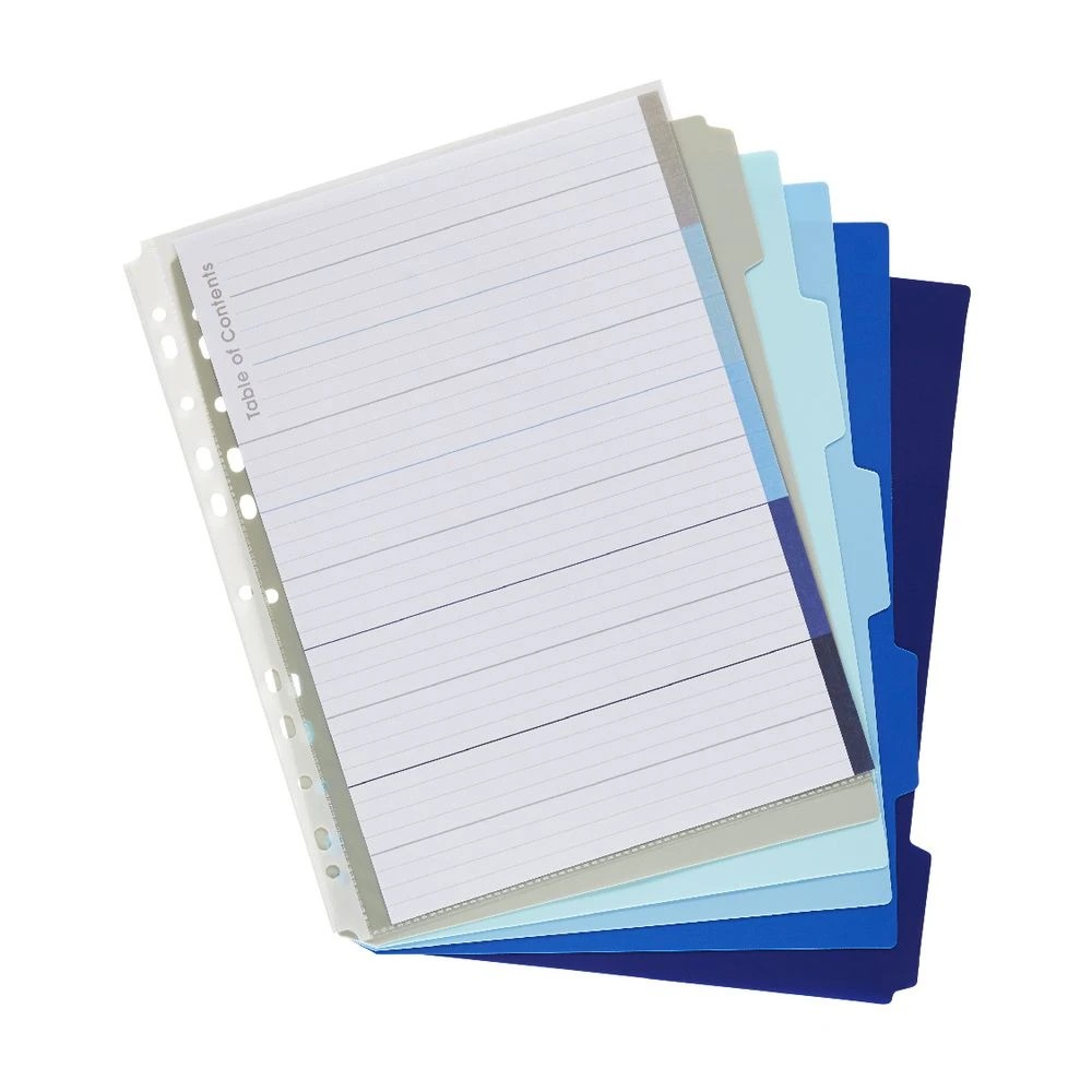 3 J.Burrows A4 Premium 5 Tab Index Dividers Cool Colours, 3 of 3