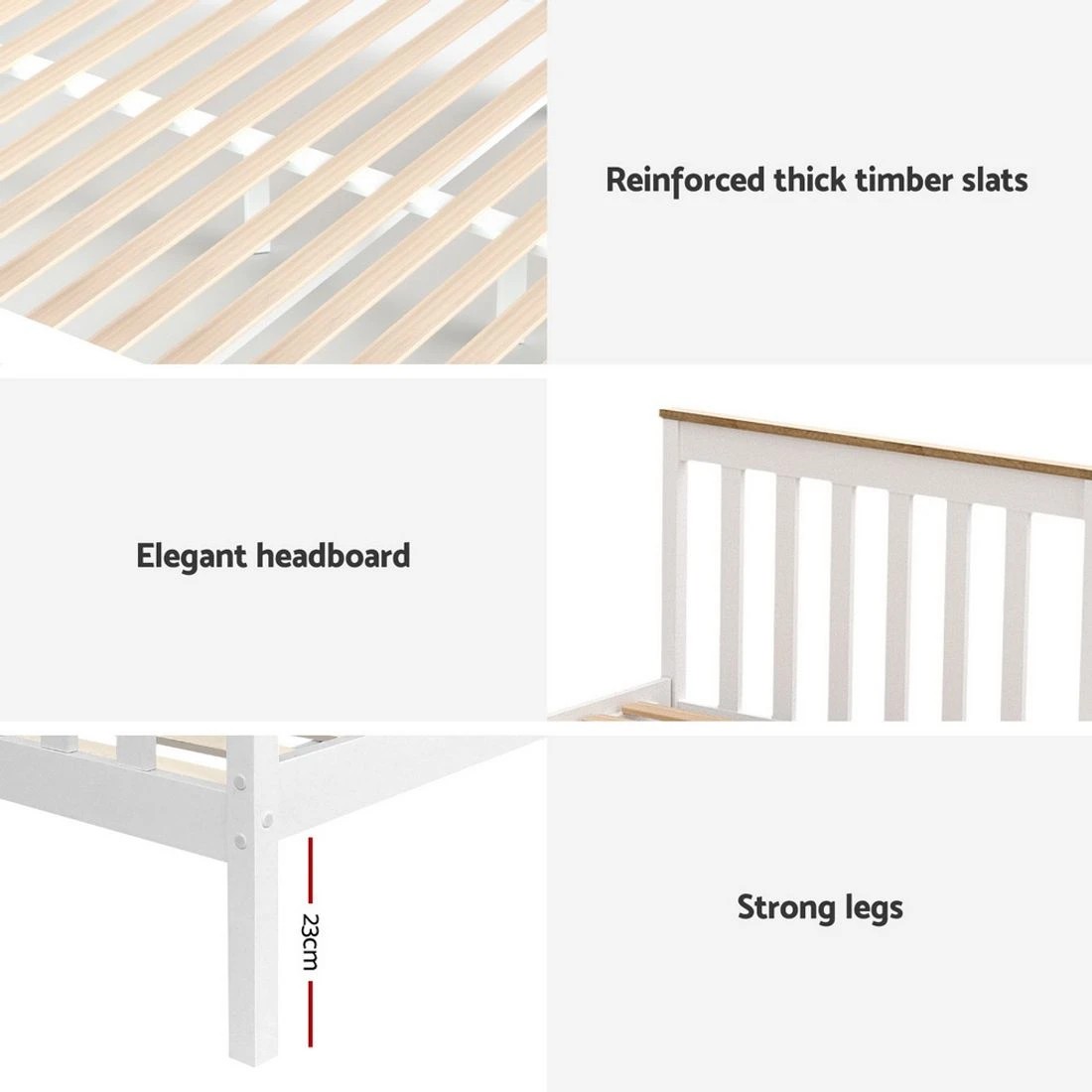 7 Artiss Bed Frame Single Size Wooden Platform with 2 Storage Drawers  PONY - White, 7 of 8