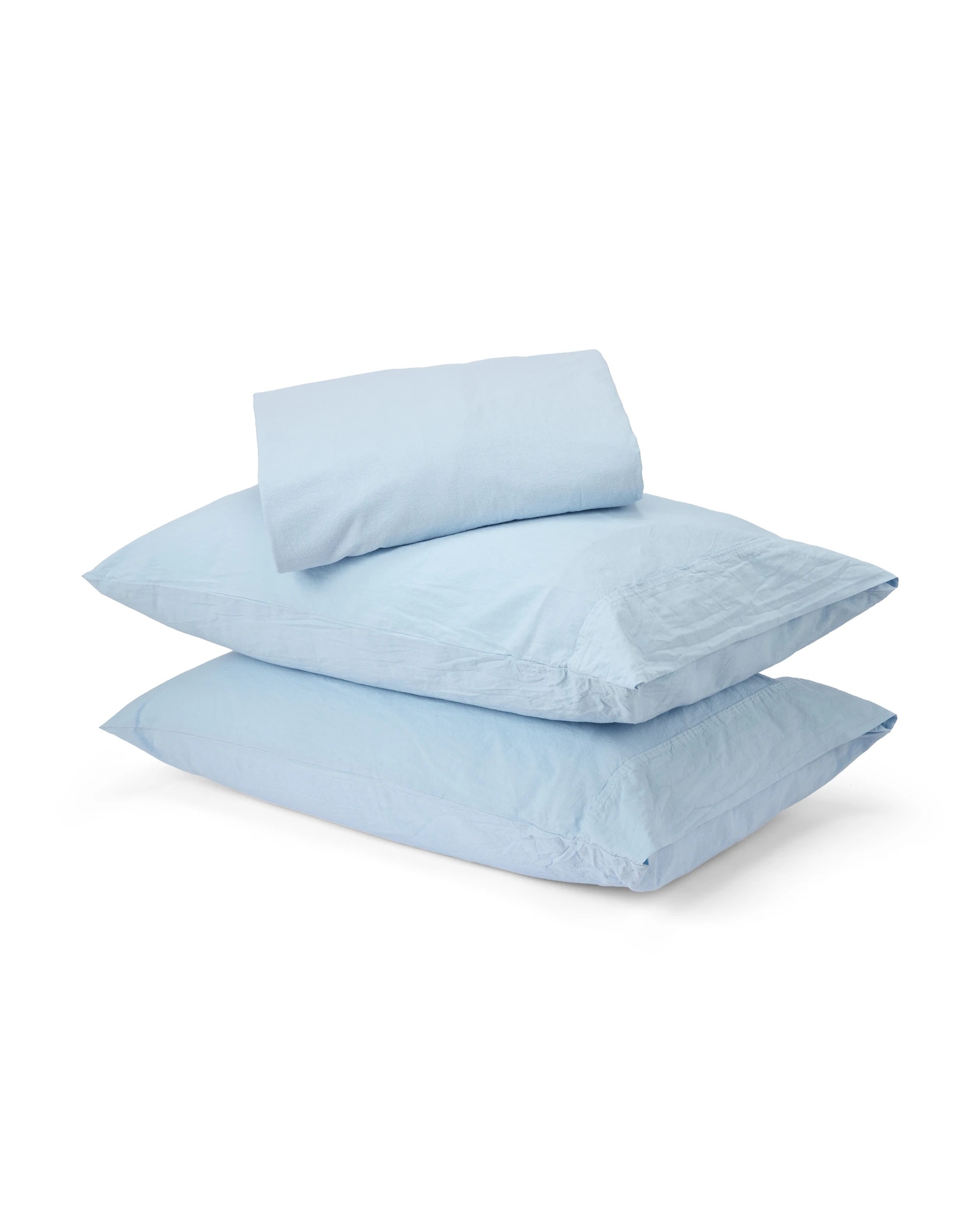 1 Stonewashed Cotton Sheet Set - Queen Bed, Blue, 1 of 5