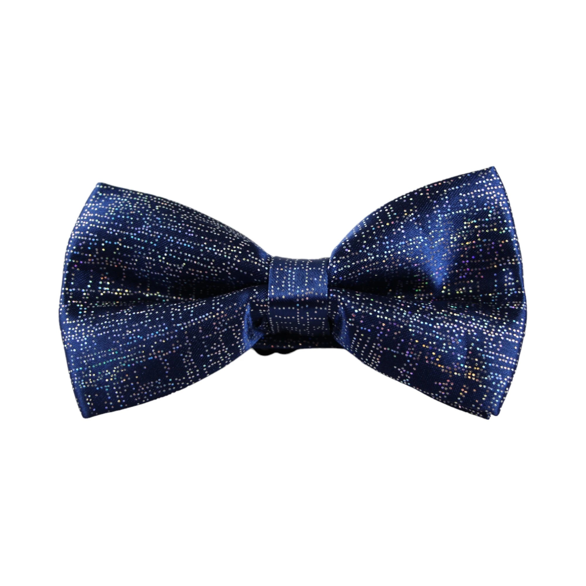 6 Zasel Mens Blue Sparkly Glitter Patterned Bow Tie - Blue, 6 of 6