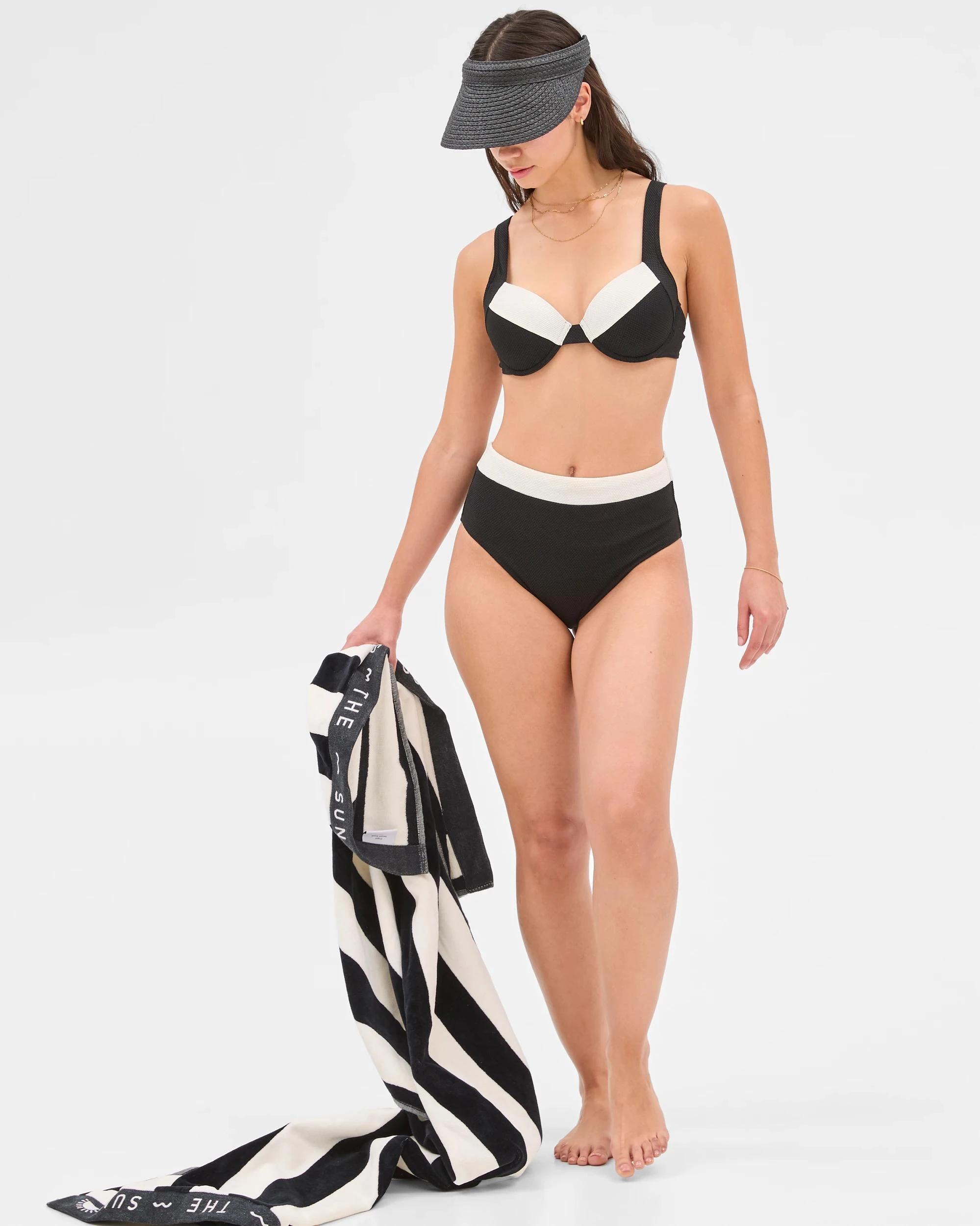 8 Target Resort High Waisted Honeycomb Bikini Bottoms - Shape Your Body BLACK / WHITE, 8 of 10