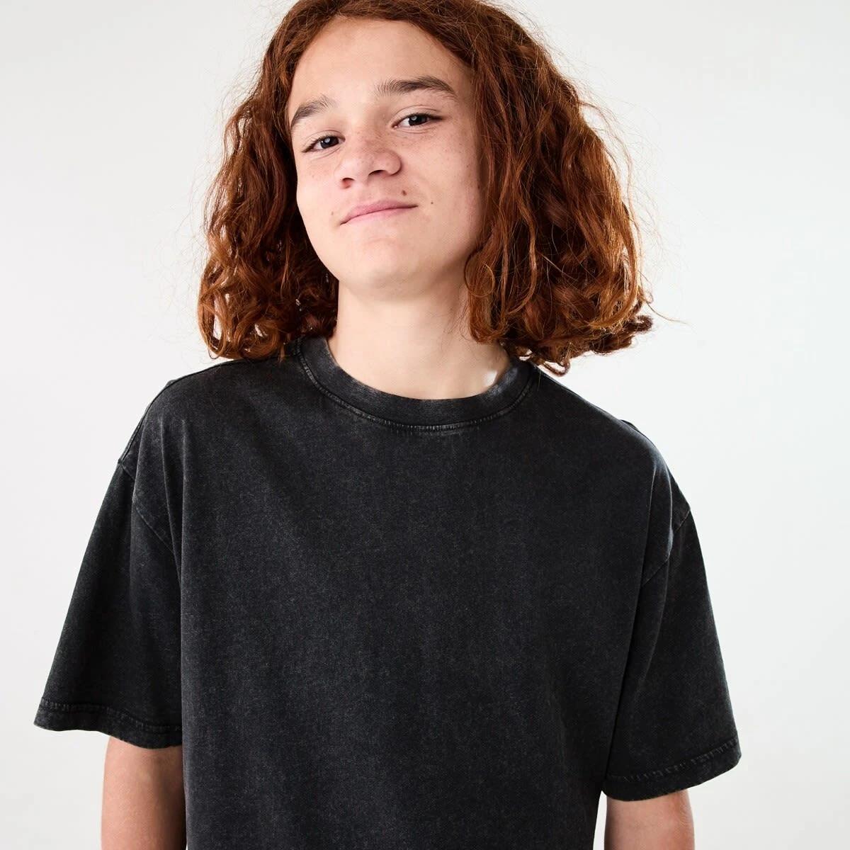 3 Short Sleeve Oversized Acid Wash T-shirt BLACK, 3 of 6