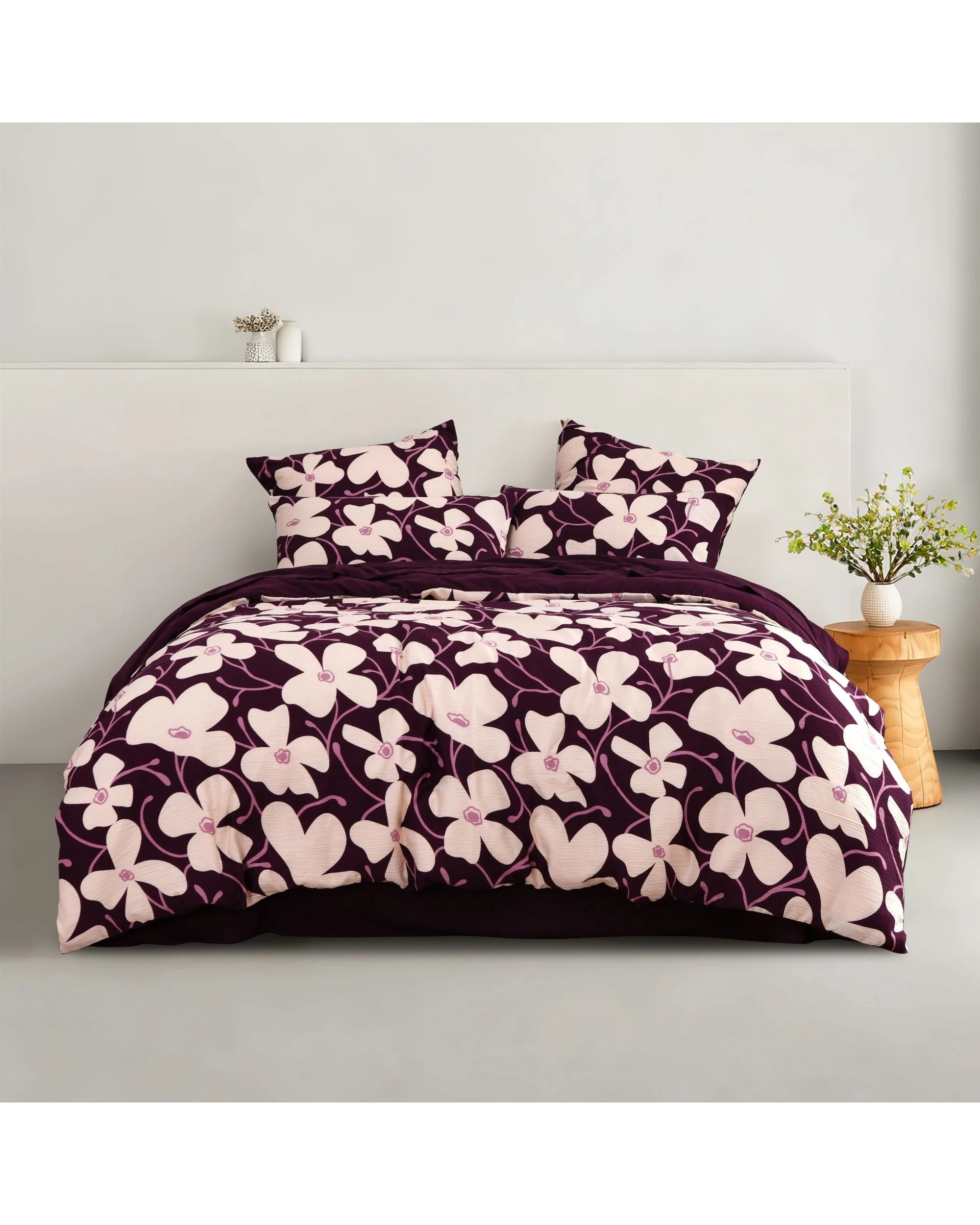 7 Dreamaker Ezra Floral Printed Quilt Cover Set - Double Bed - Cherry, 7 of 7