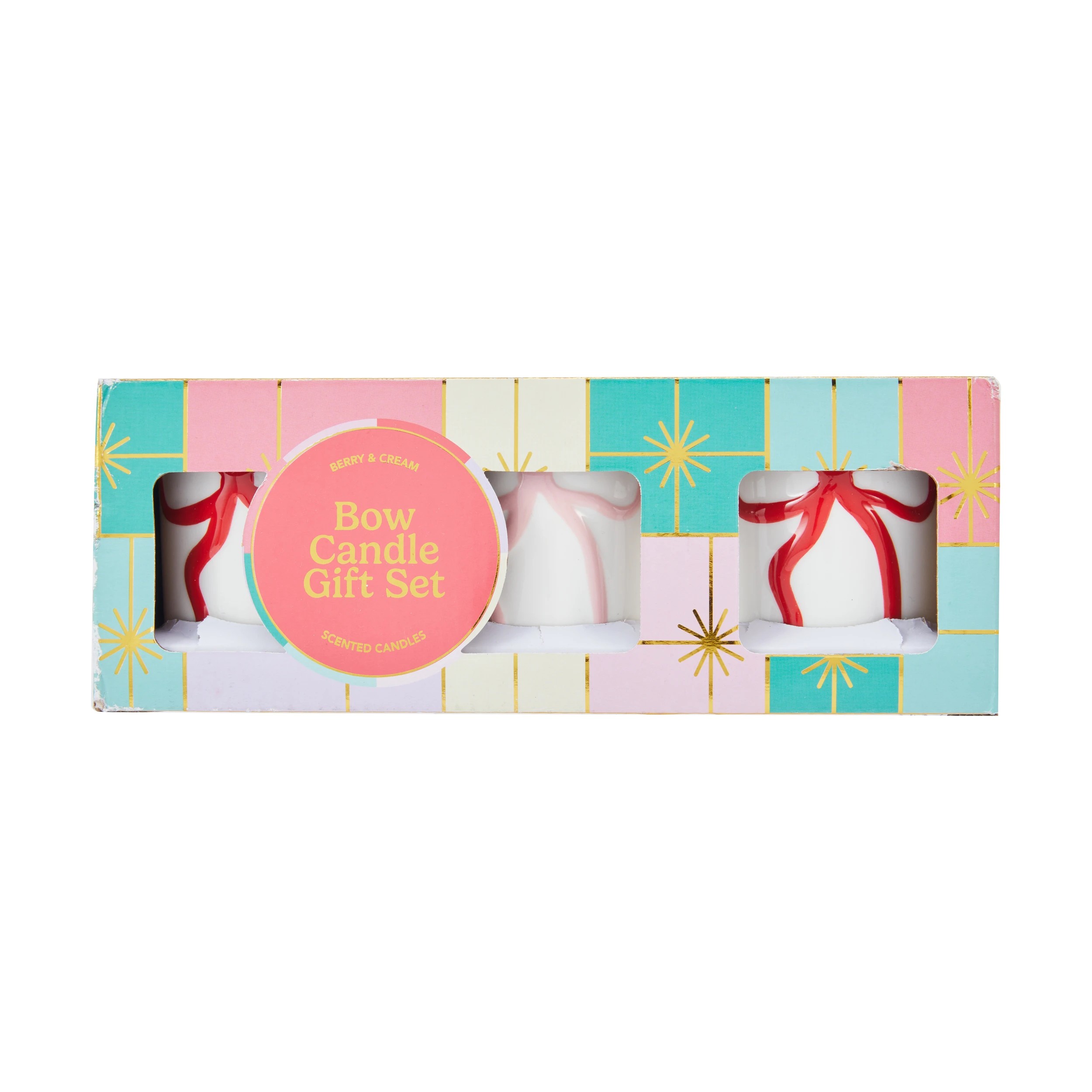 3 Christmas Bow Ceramic Candle Set, 3 of 5