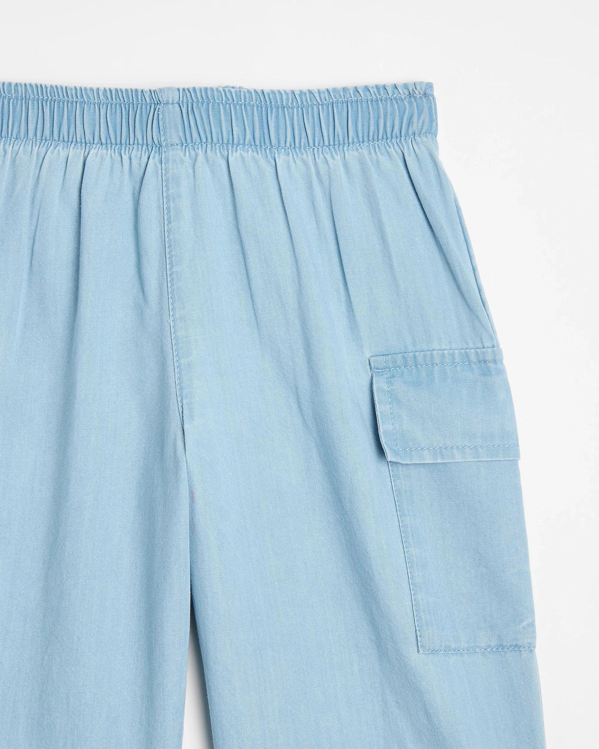 2 Target Baby Girls Wide Leg Chambray Pant CHAMBRAY BLUE MID WASH, 2 of 3