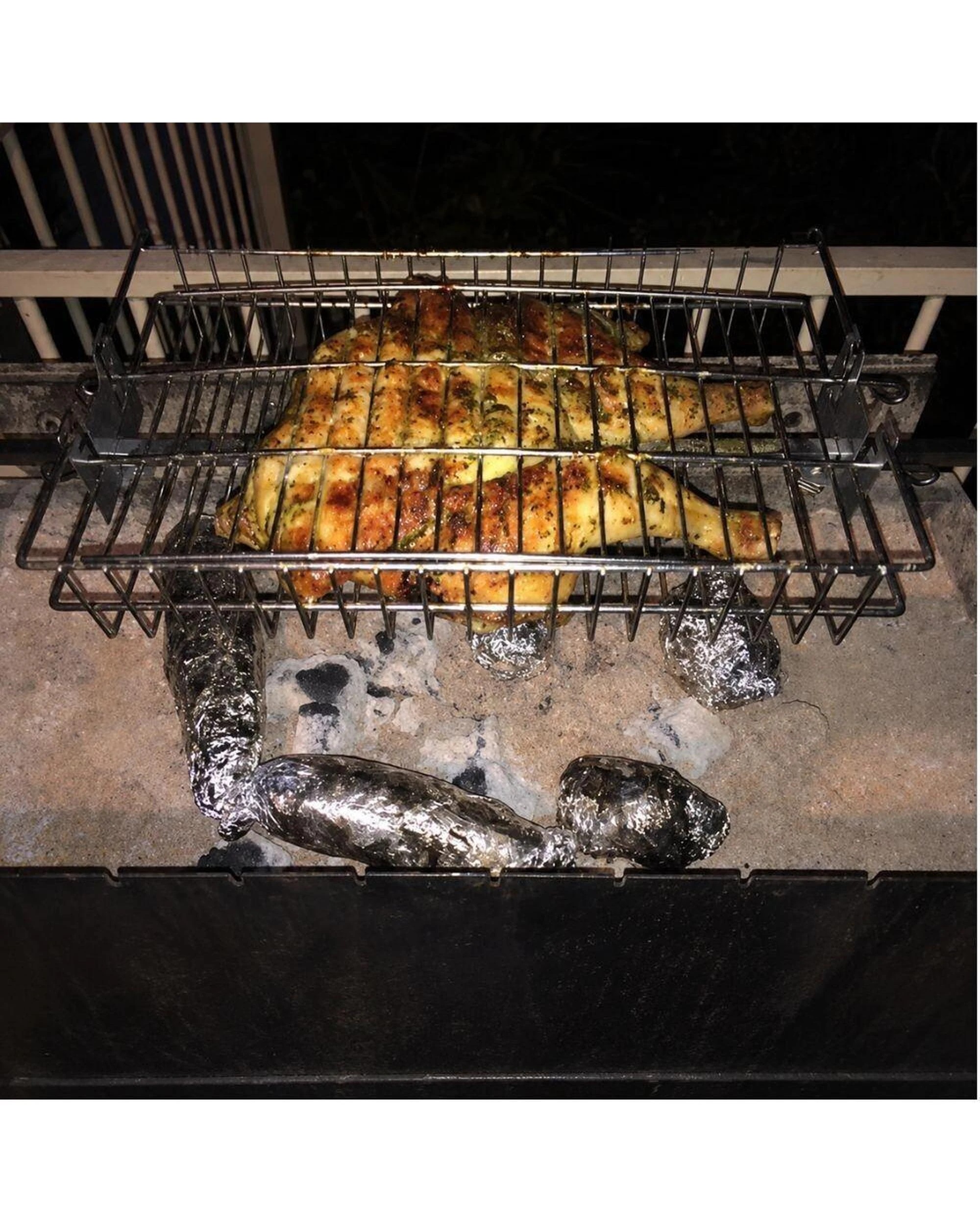 3 Auspit Stainless Steel Spit Rotisserie Basket BBQ Cage, 3 of 10
