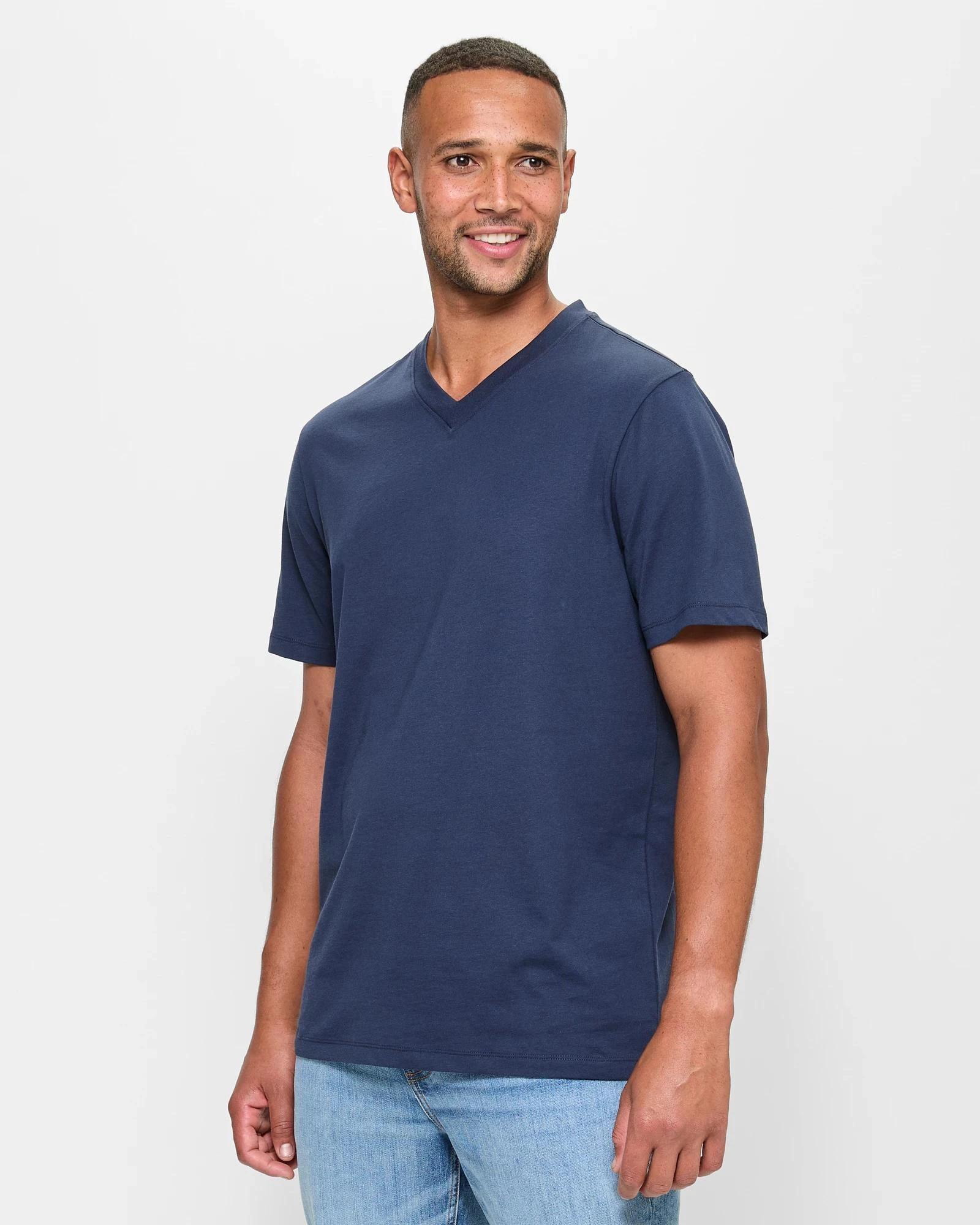 3 Target Australian Cotton V-Neck T-Shirt NAVY BLUE, 3 of 5