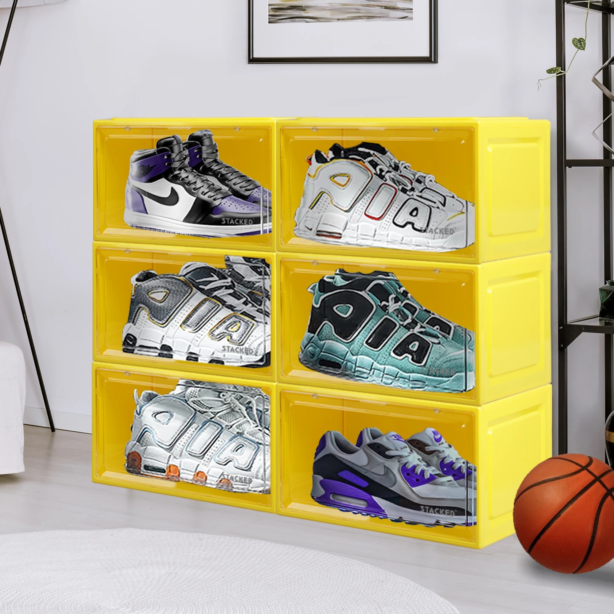 7 Traderight 6PCS Storage Box Stackable - Yellow, 7 of 7