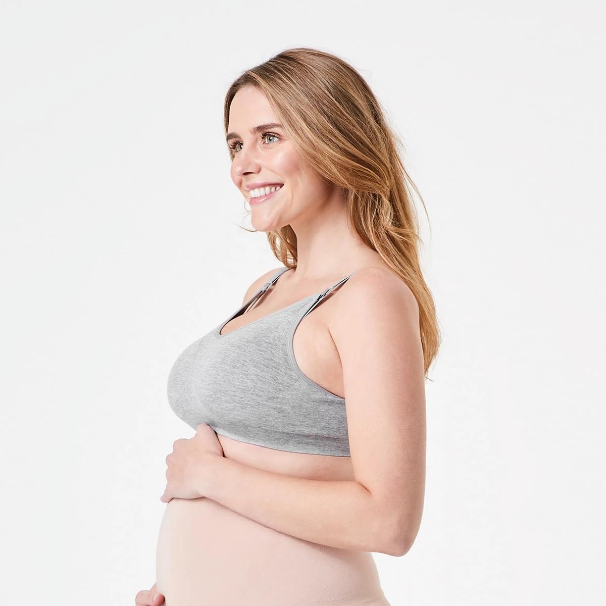 5 2 Pack Maternity Wirefree Seamfree Crop BLACK, GREY, 5 of 9