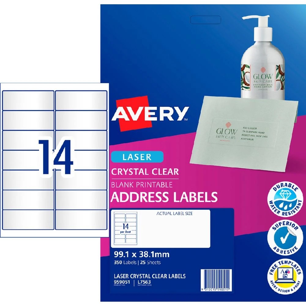 1 Avery 14UP Laser Address Labels Clear 25 Sheets, 1 of 5