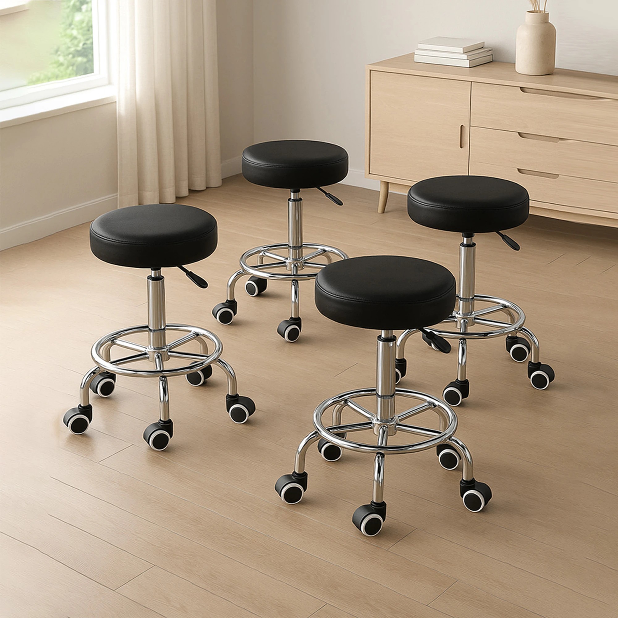 8 Levede 4x Swivel Salon Barstool Hairdressing Stool Barber Chair Equipment Beauty - Black, 8 of 8