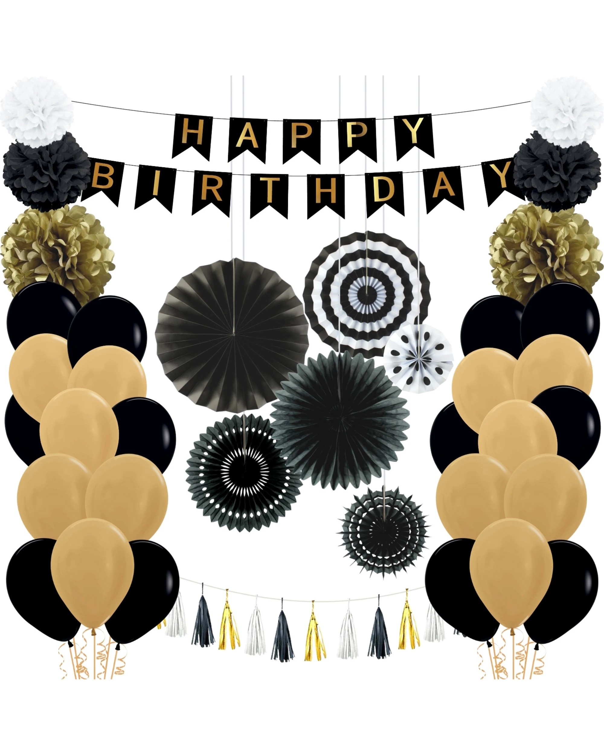 1 Partyrama Happy Birthday Black And Gold Balloon Decorating Kit - Black Gold, 1 of 3