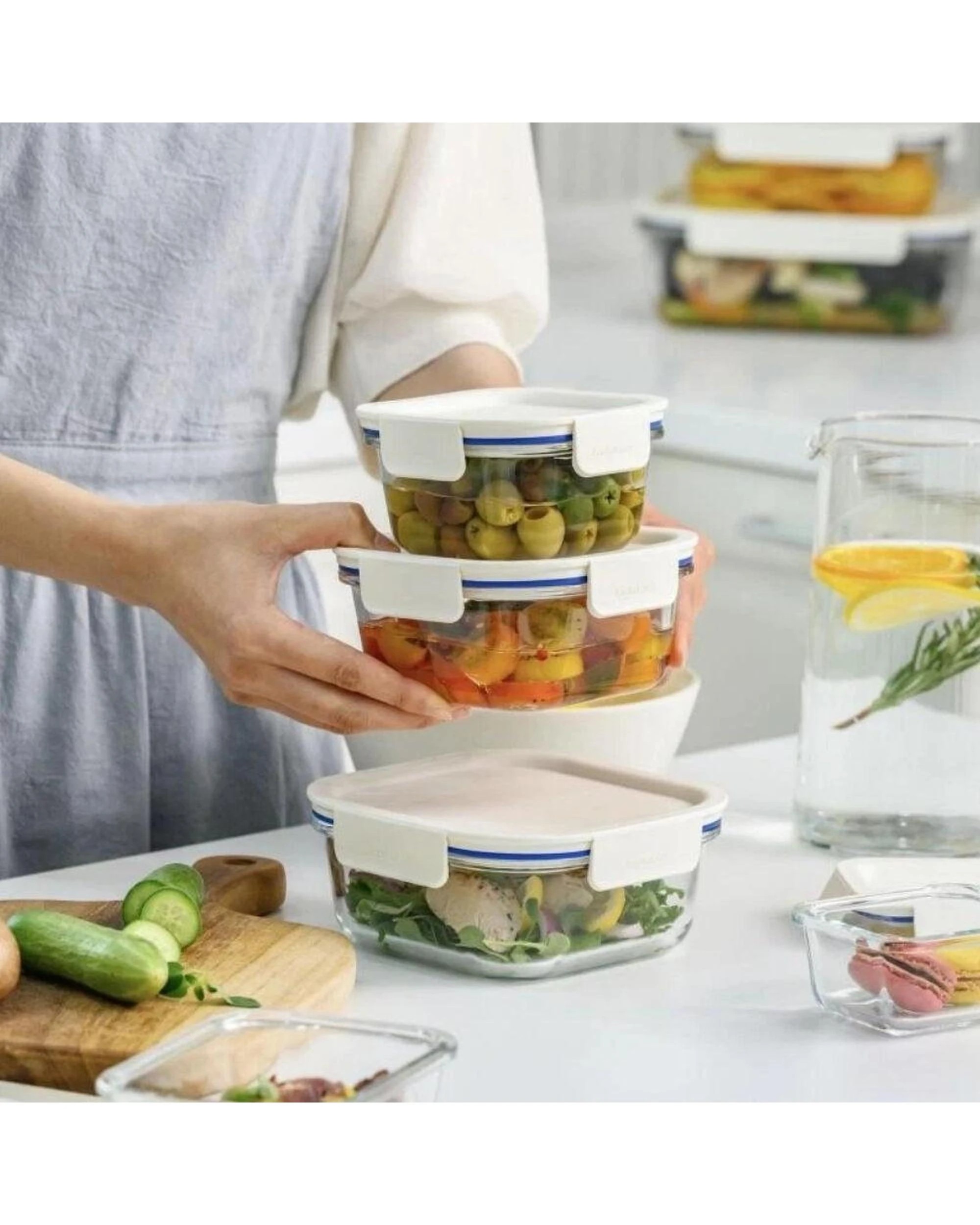 4 Lock & Lock Clear Glass Container Set 10 Piece White, 4 of 4