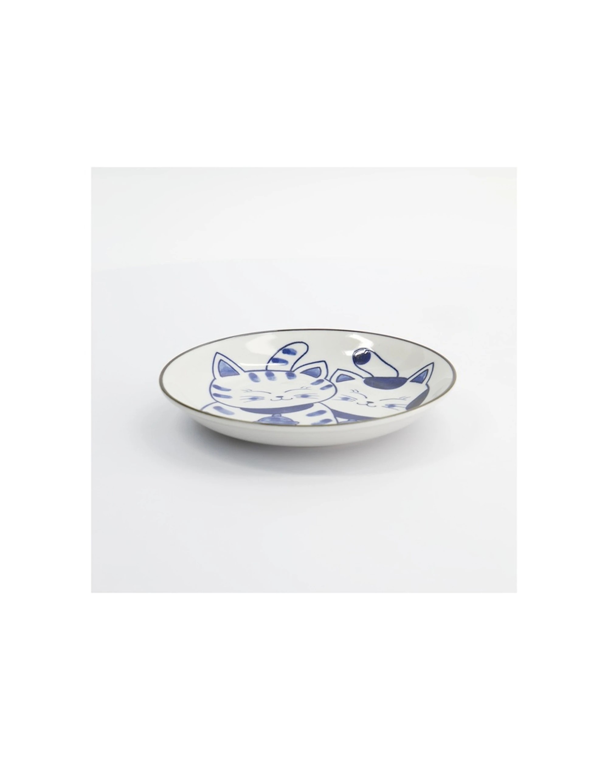 2 Tokyo Design Kawaii Neko Plate 16.5cm Twin Cat Porcelain Microwave Safe - Blue, 2 of 3