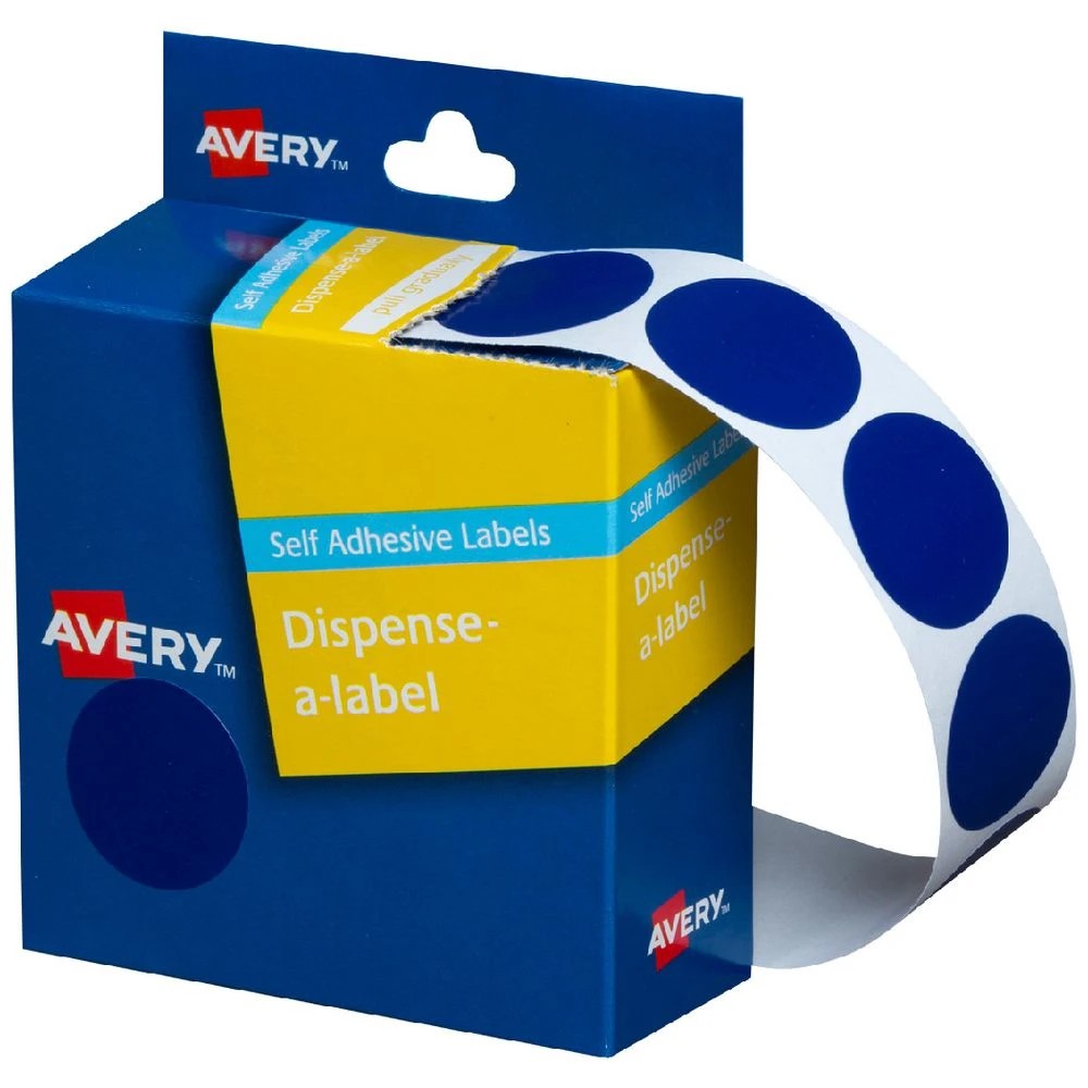1 Avery Self-adhesive Dispenser Labels Blue 24mm 500 Pack, 1 of 3