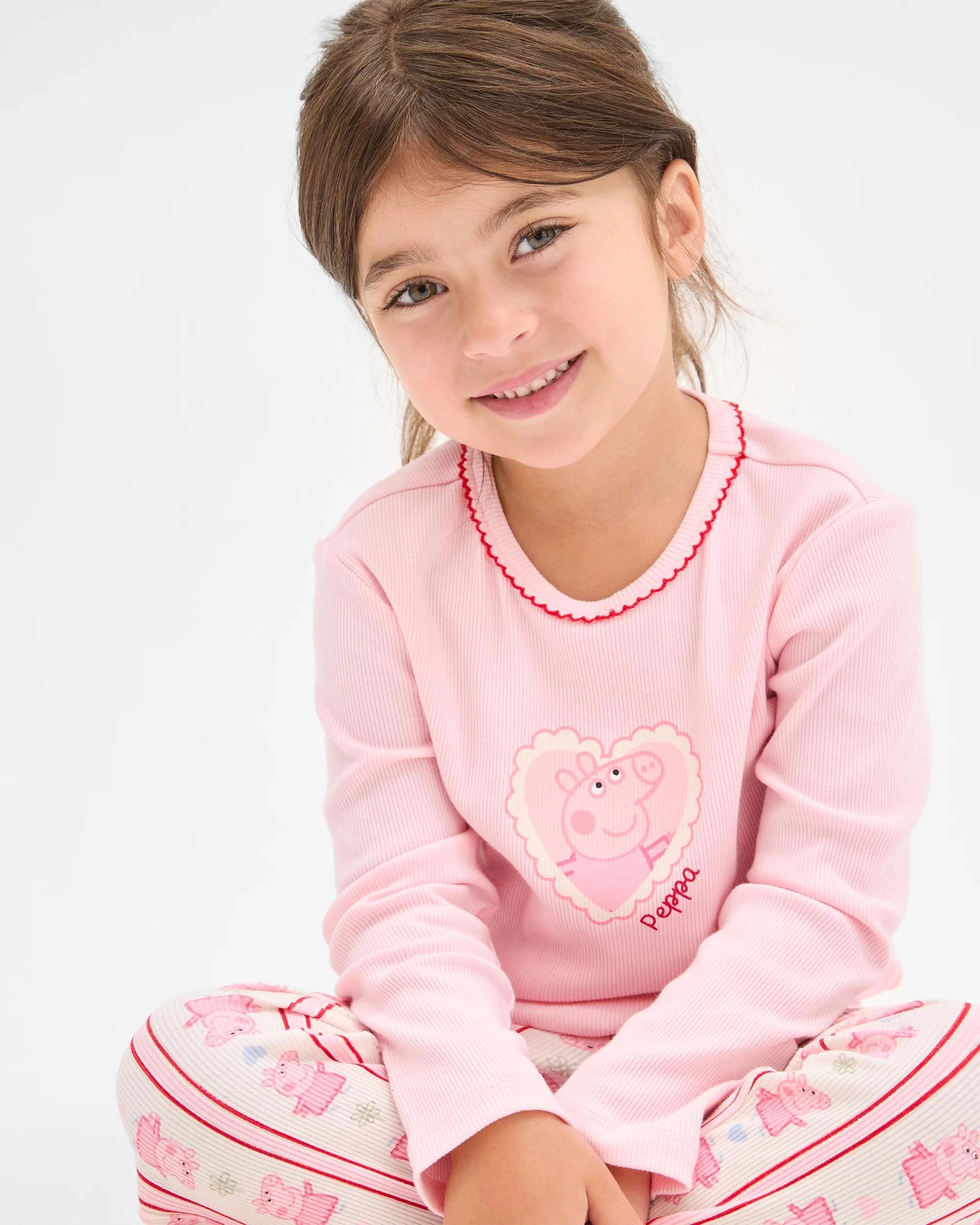 1 Peppa Pig Australian Cotton Younger Girls Rib Pyjama Set PEPPA, 1 of 8