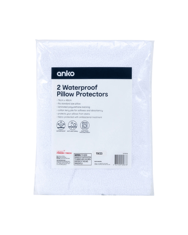 2 Pack Waterproof Pillow Protectors - W